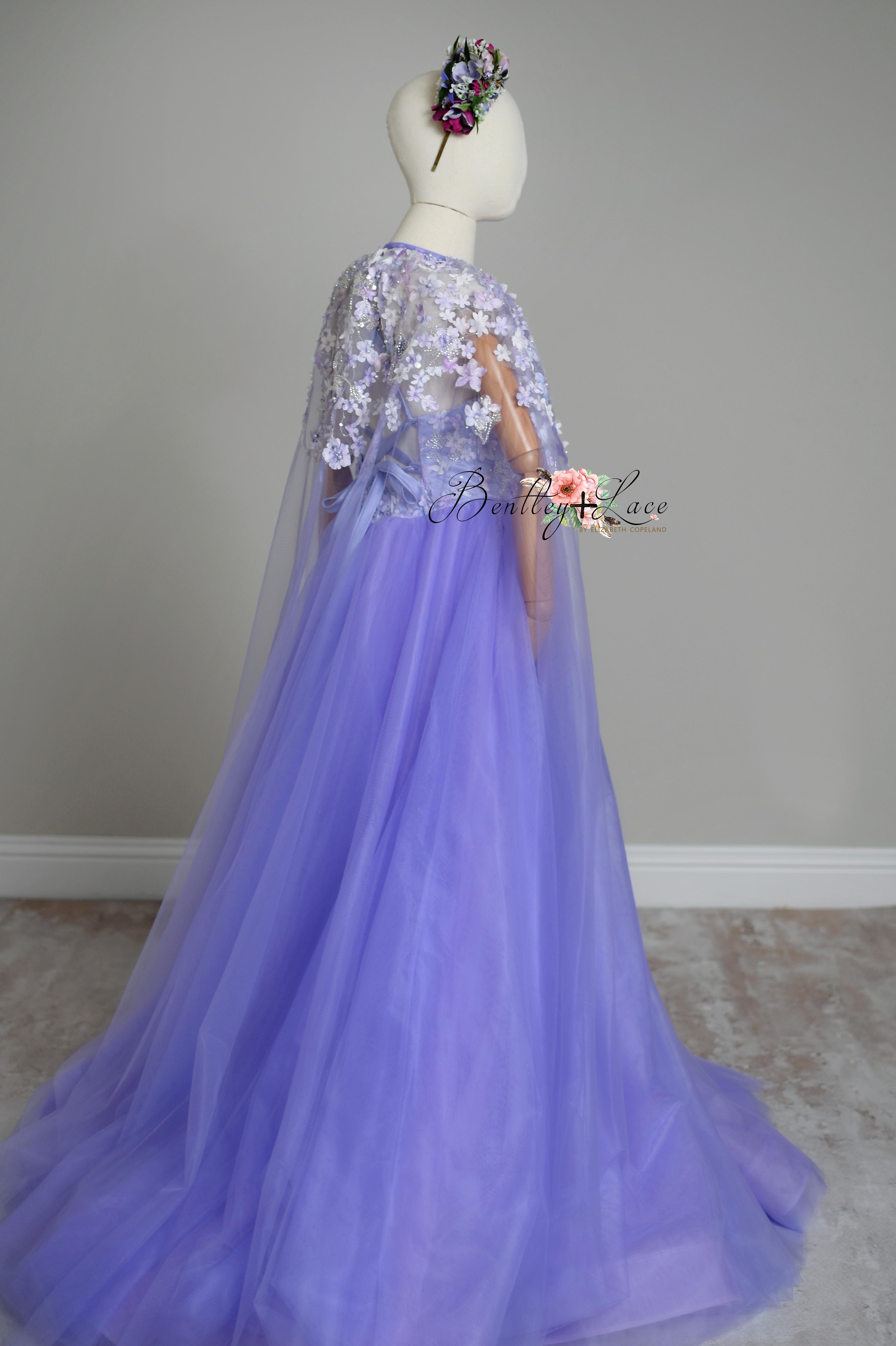 "Orchid Radiance"- Floor length gown + Cape (10 year- 13 year)