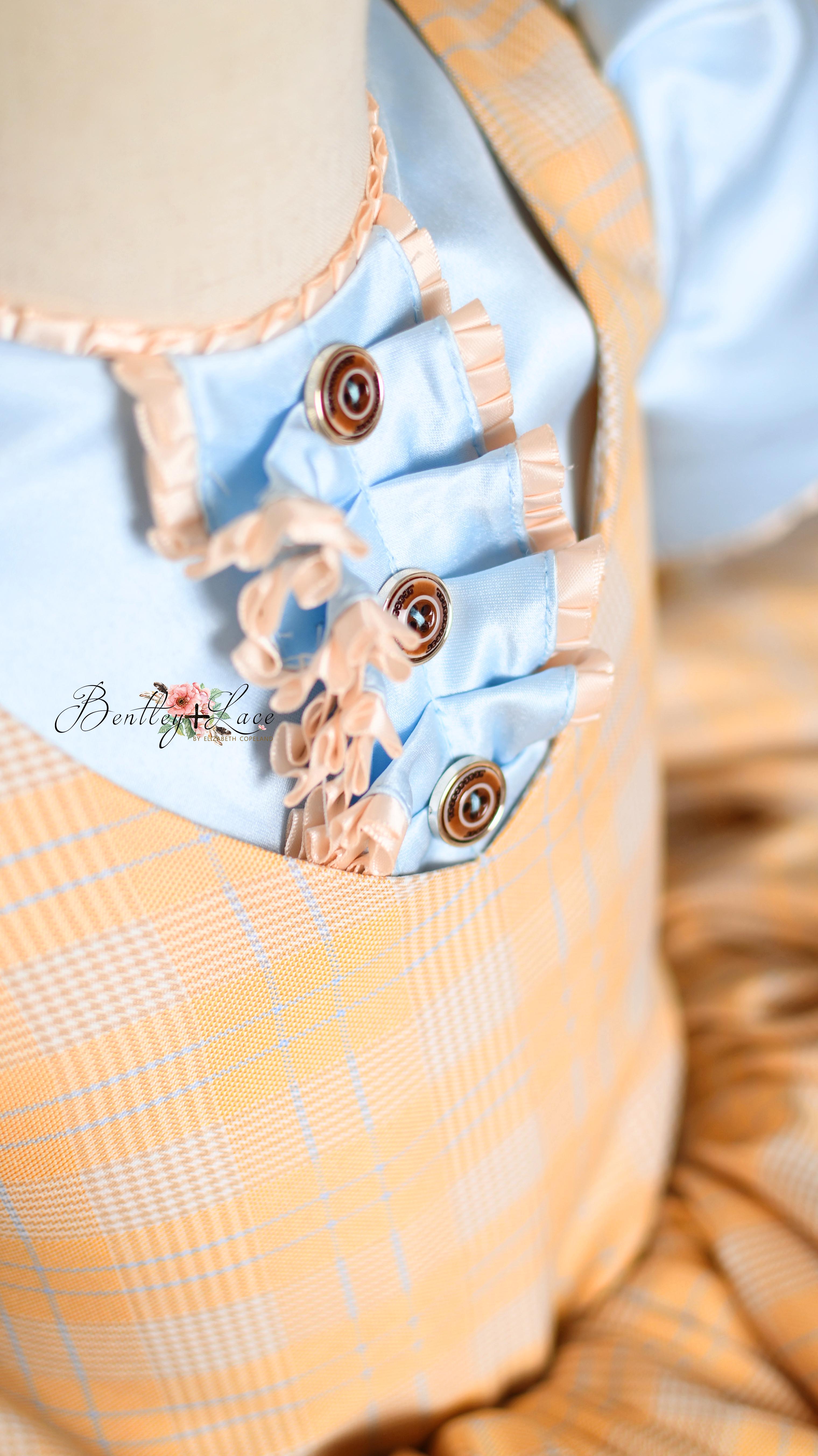 "Bluebird Breeze" -   Vintage Inspired Plaid -Petal length dress  ( 5 Year - petite 7 Year)