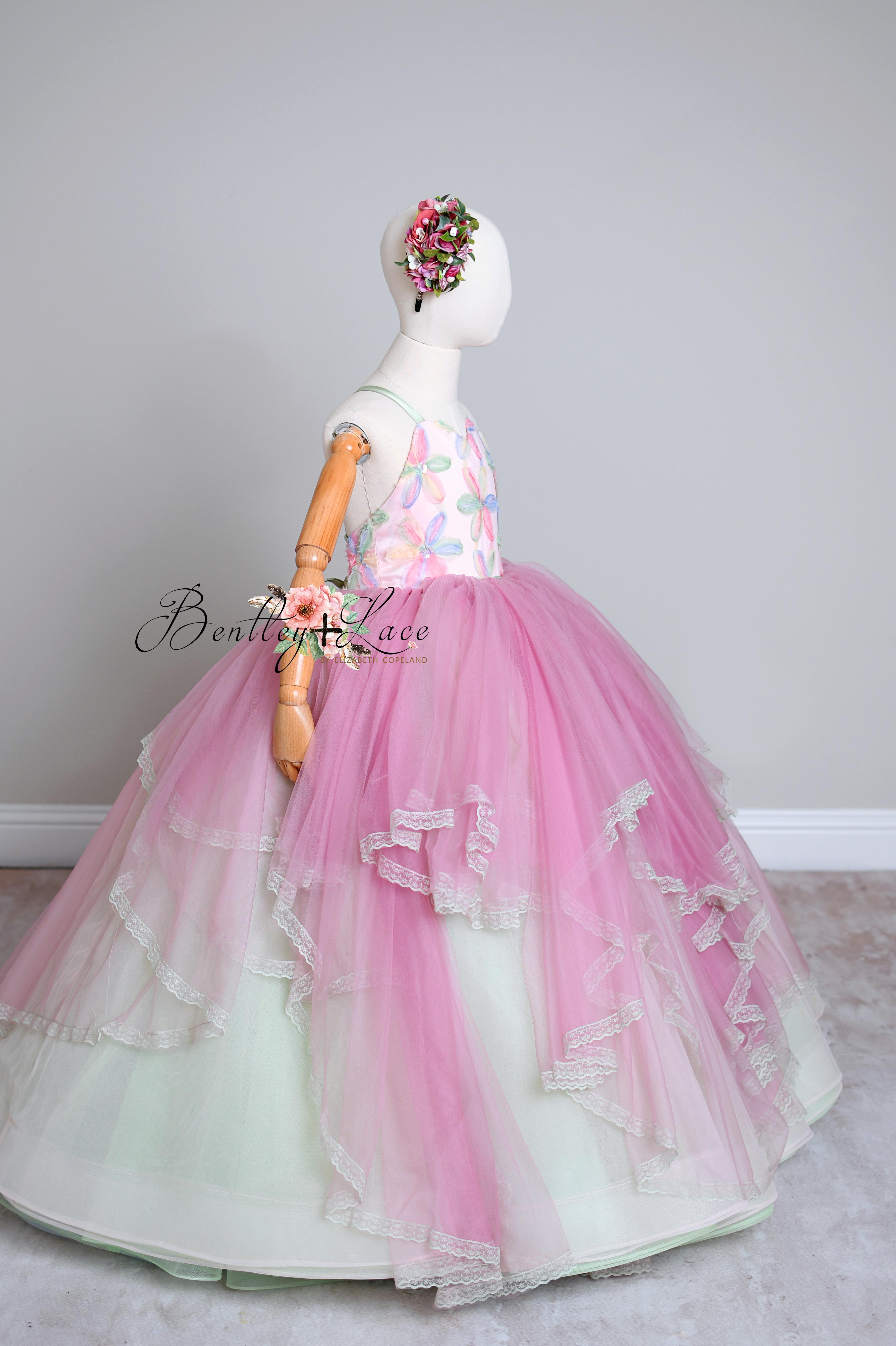 "Sun Kissed Petal" Floor length Editorial Dress, Couture Gown, Special Occasion Dress