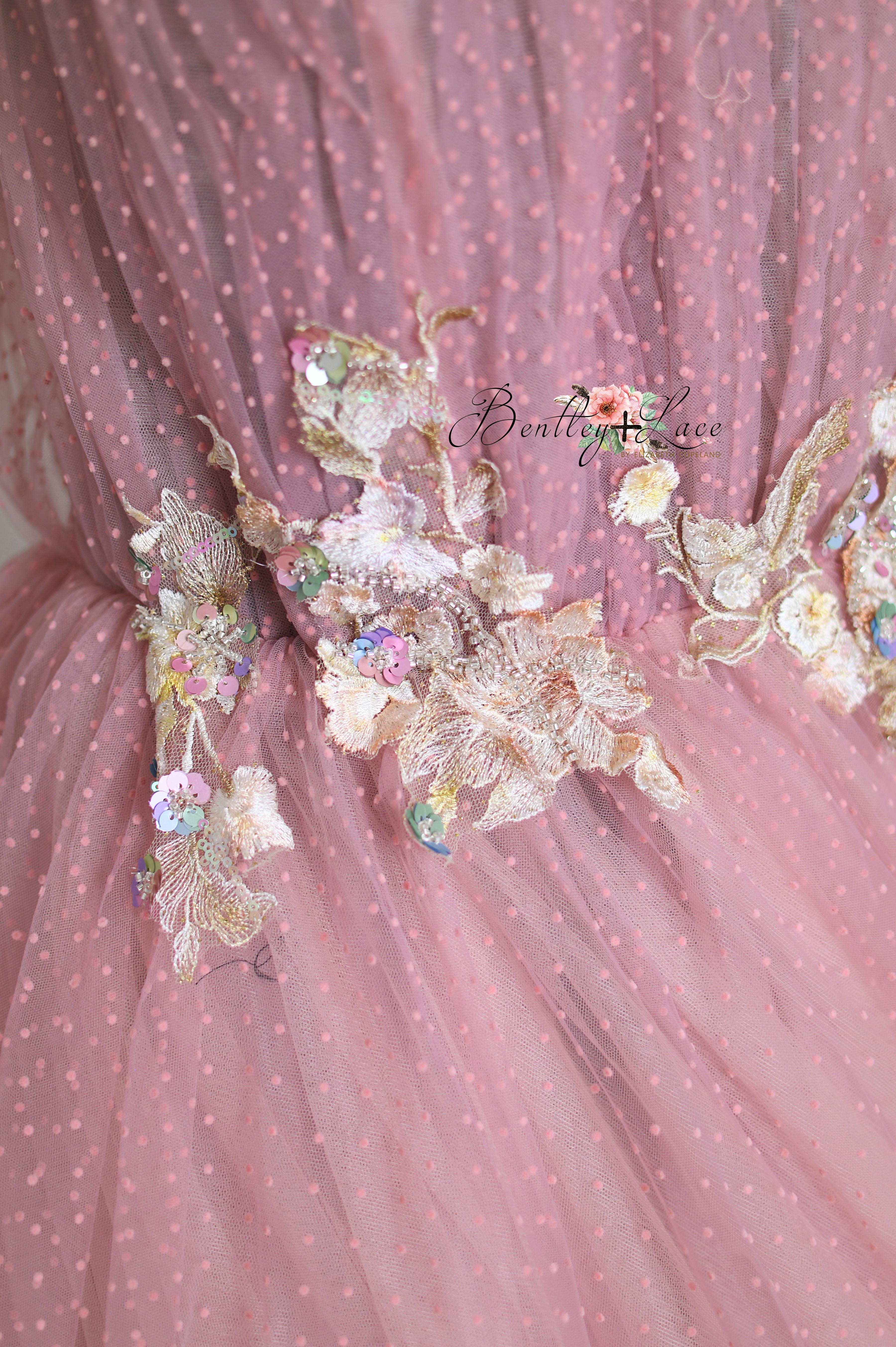 Blush pink fairy-inspired dresses for mother-daughter photography
