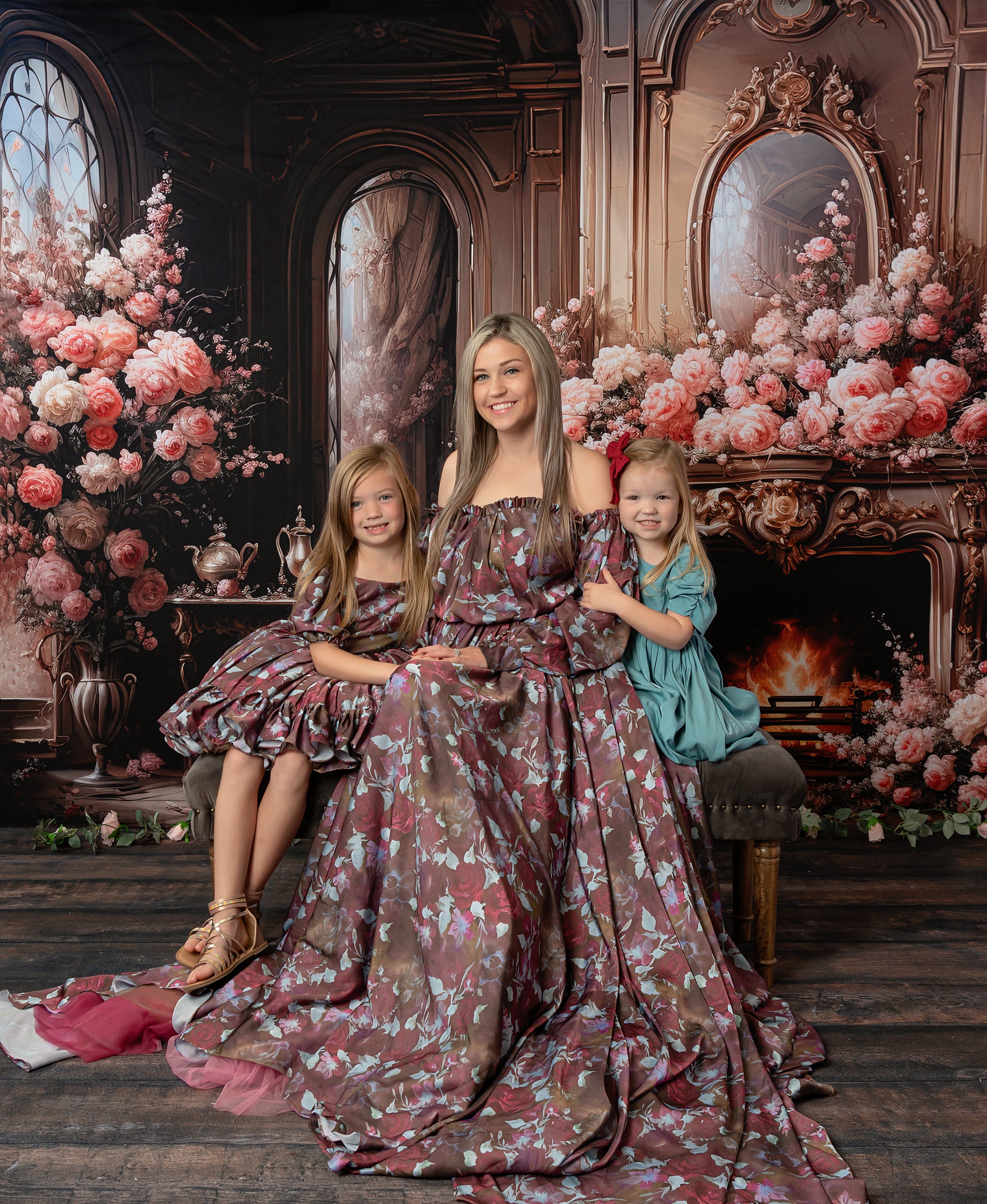 Floral Days - Adult burgundy floor length dress (Adult 4-10)