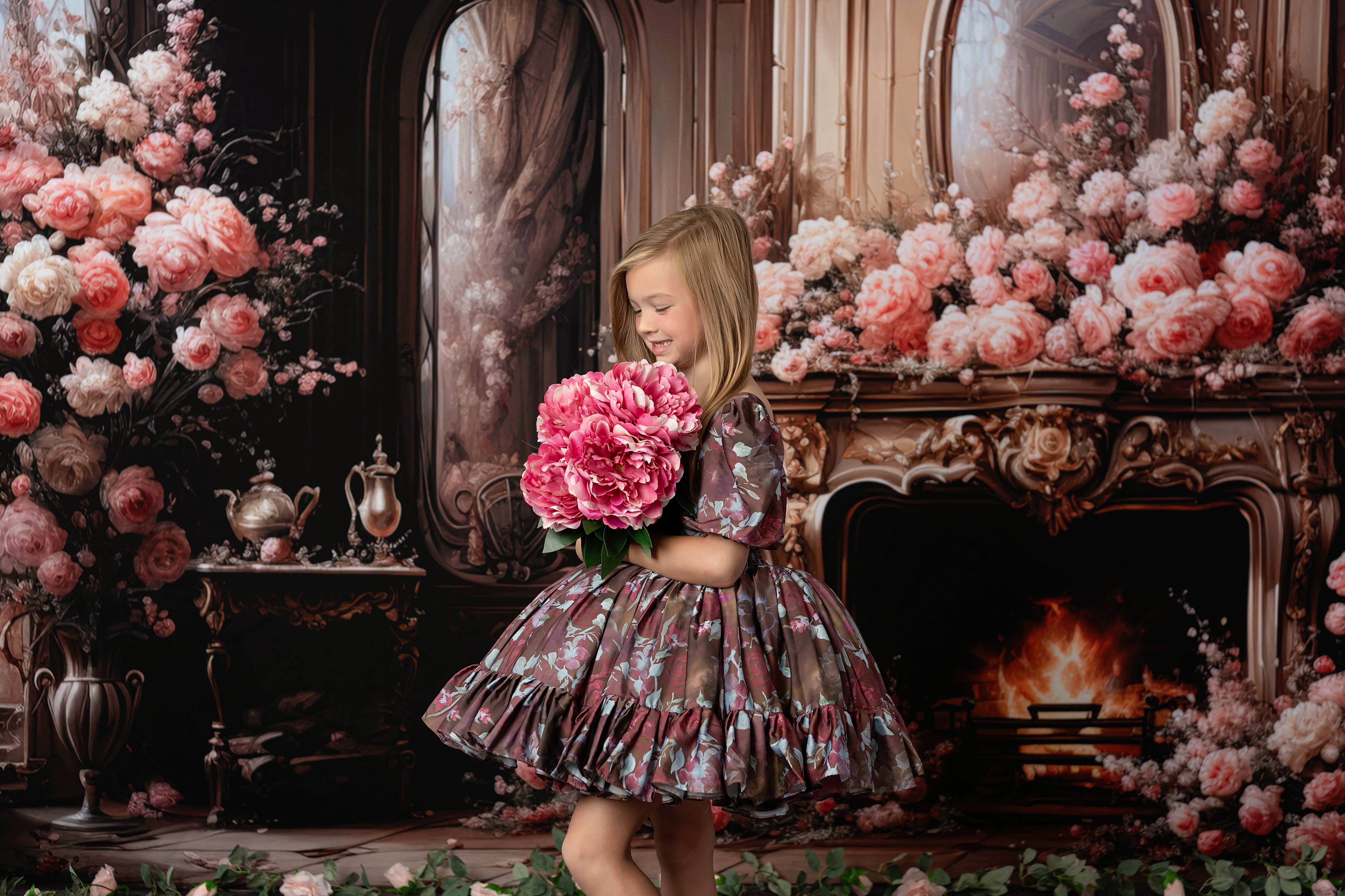 Floral Days - burgundy petal dress (6-7 year)