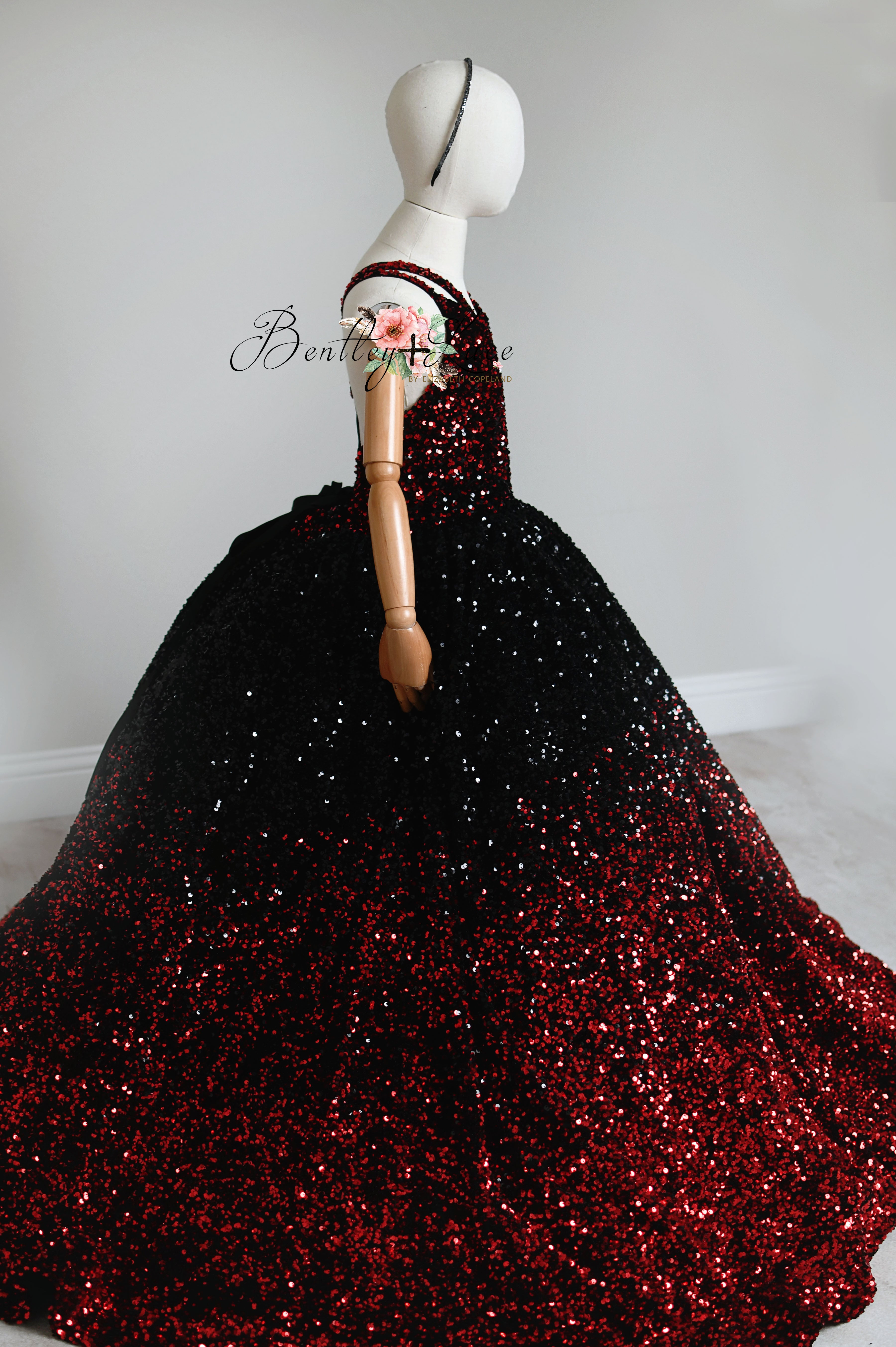 "Glam Statement" + detachable wristlets - Floor Length Gown - (8-10 year)