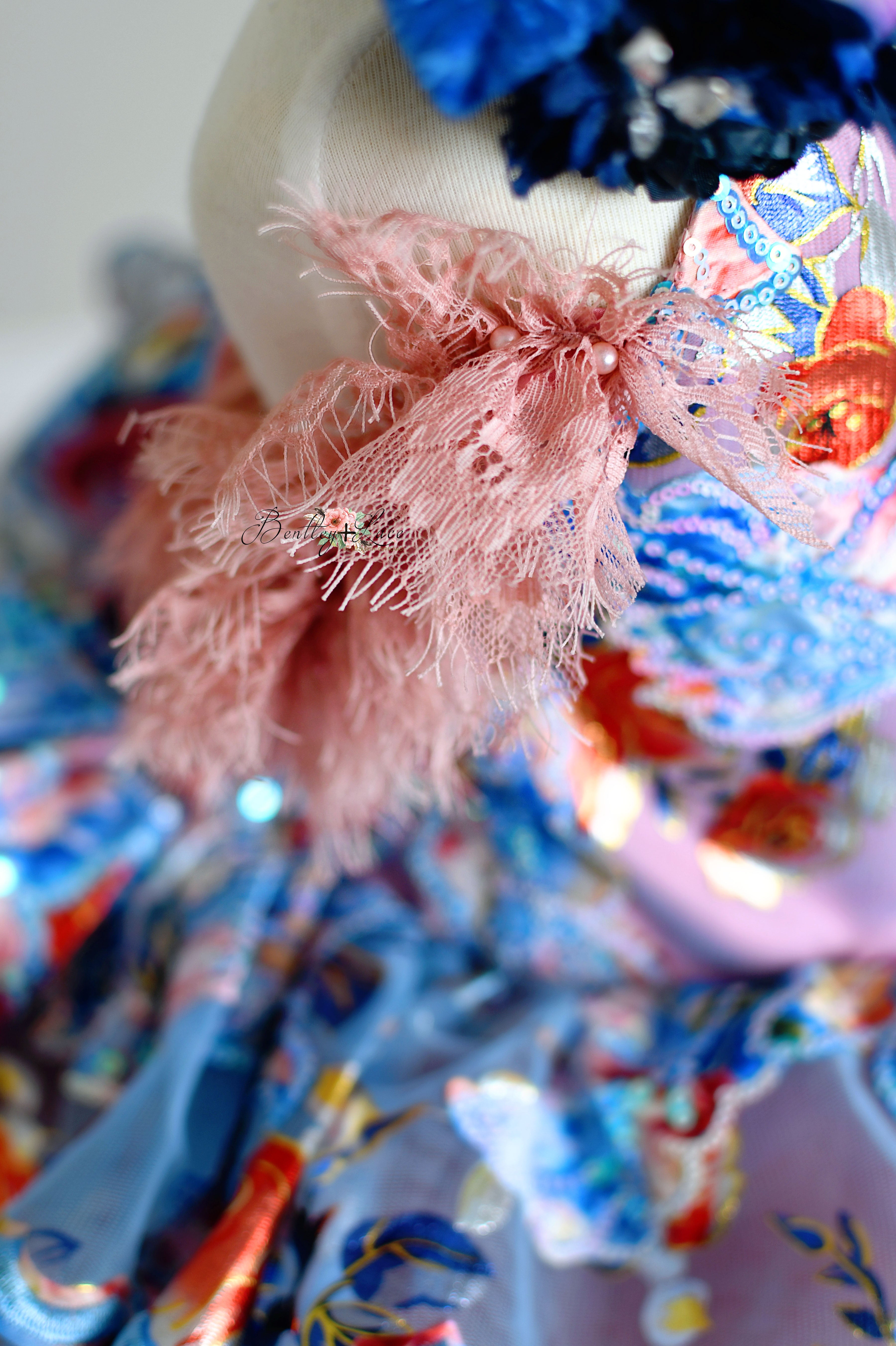 "Ocean Breeze" -Blue Detachable sleeves/leggies + Petal Length Gown - (3-5 year)
