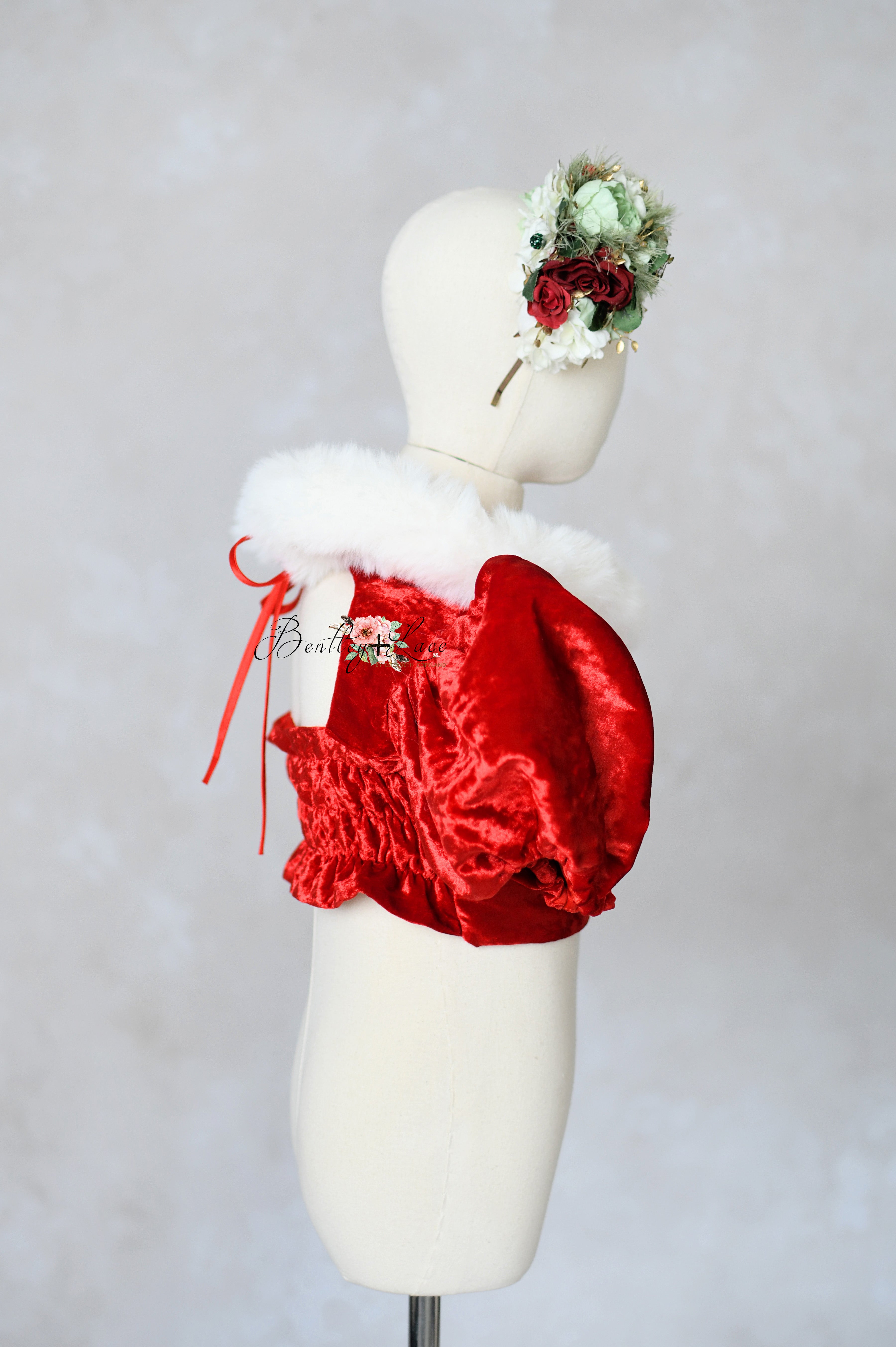 Custom "Mrs. Claus & Co." Velvet Bodice | Elegant Layering Piece for Couture & Holiday Styling | Available in Sizes 12M–12Y