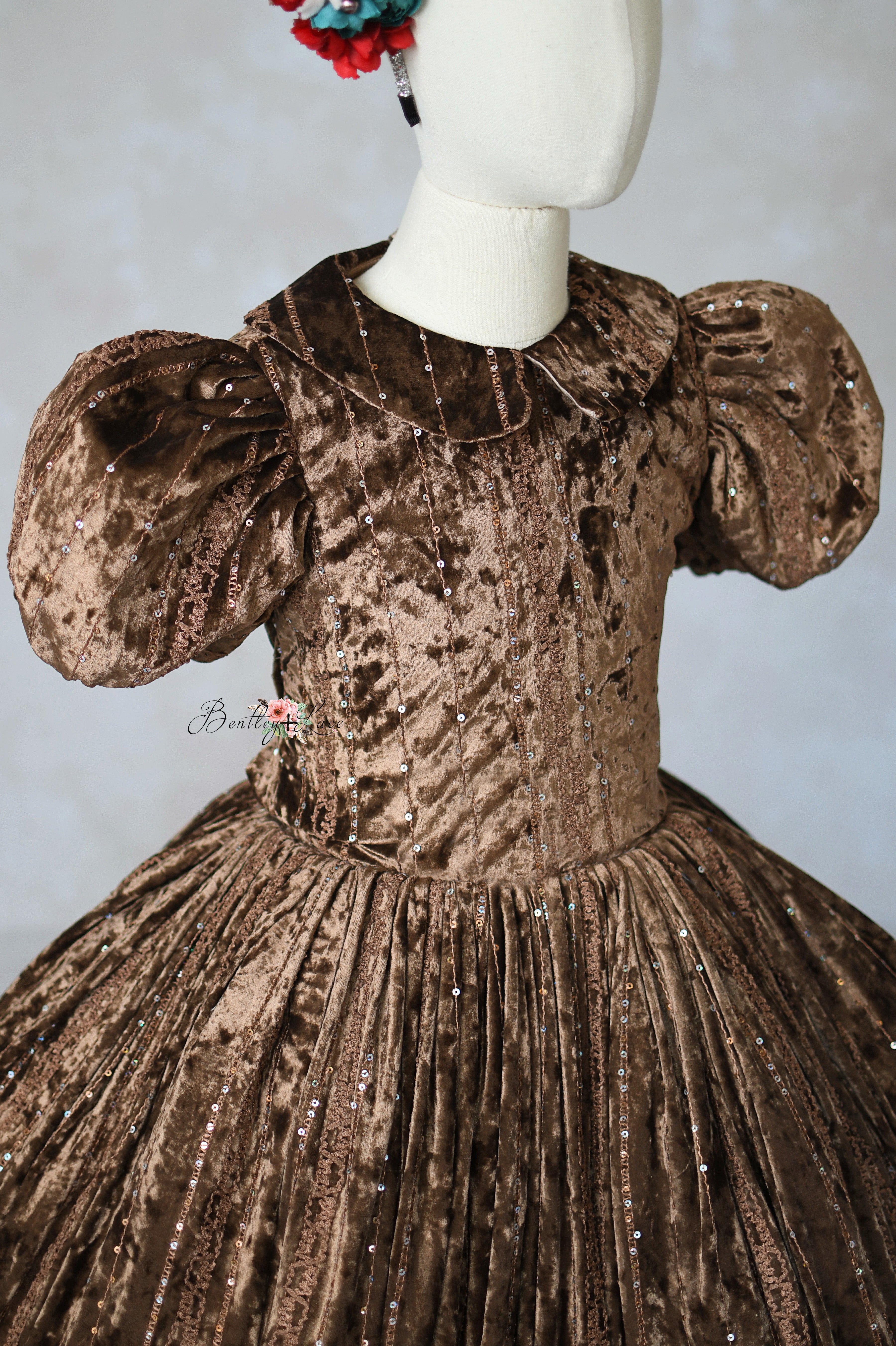 "Windsor" Floor Length Gown + Detachable Bow, Detachable Bodice (8 Year - 10 Year)