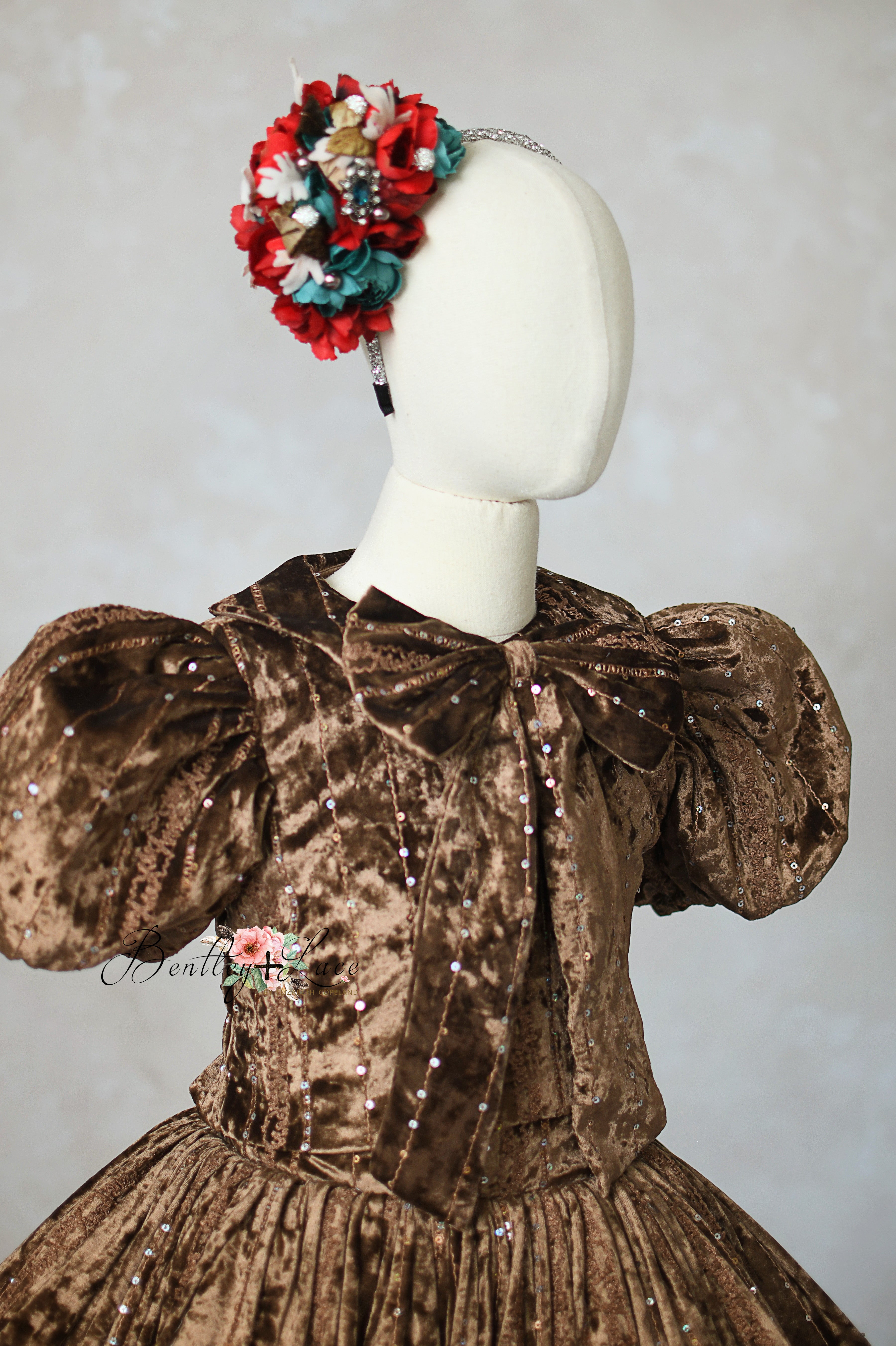 "Windsor" Floor Length Gown + Detachable Bow, Detachable Bodice (8 Year - 10 Year)