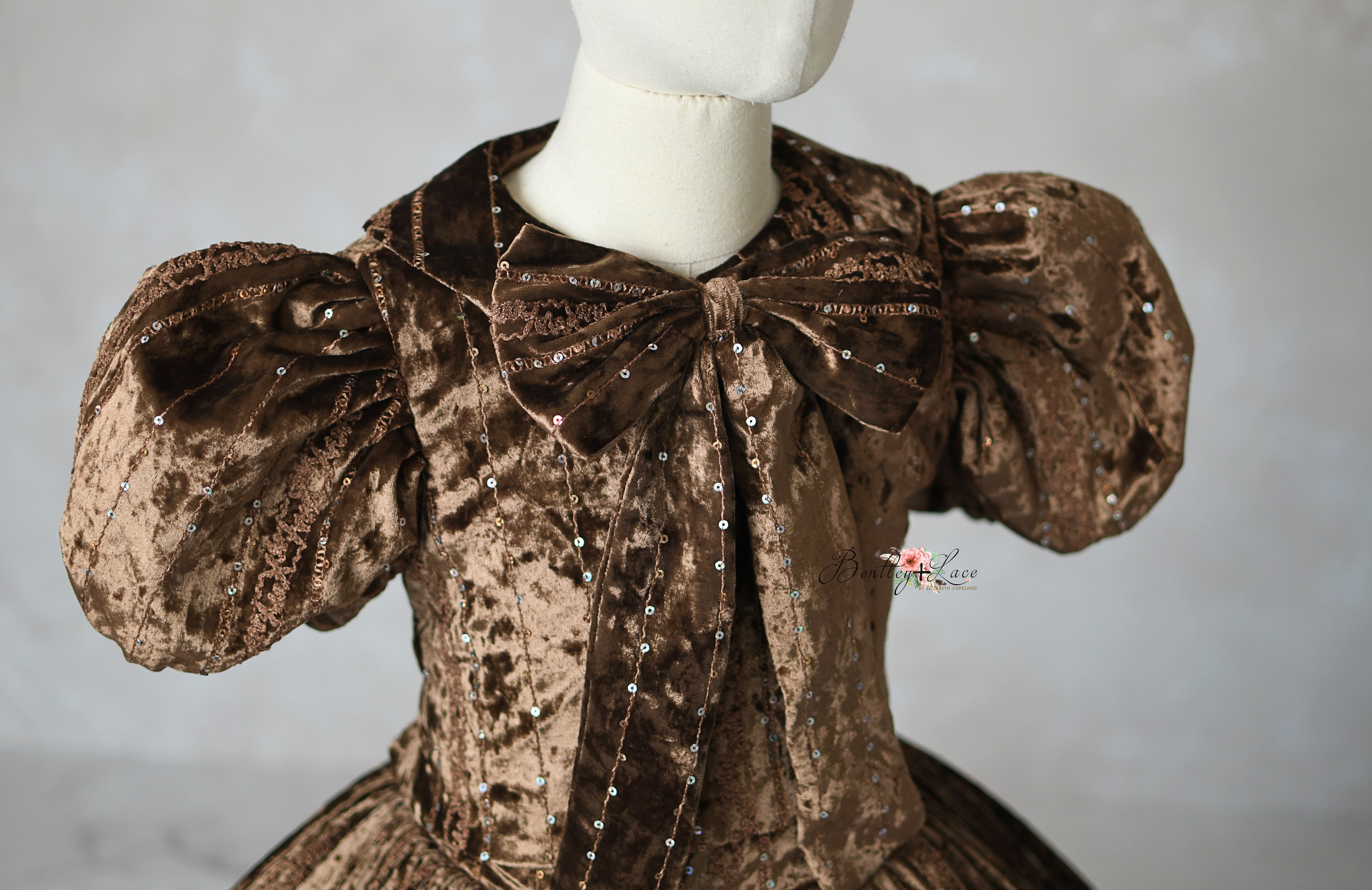 "Windsor" Floor Length Gown + Detachable Bow, Detachable Bodice (8 Year - 10 Year)