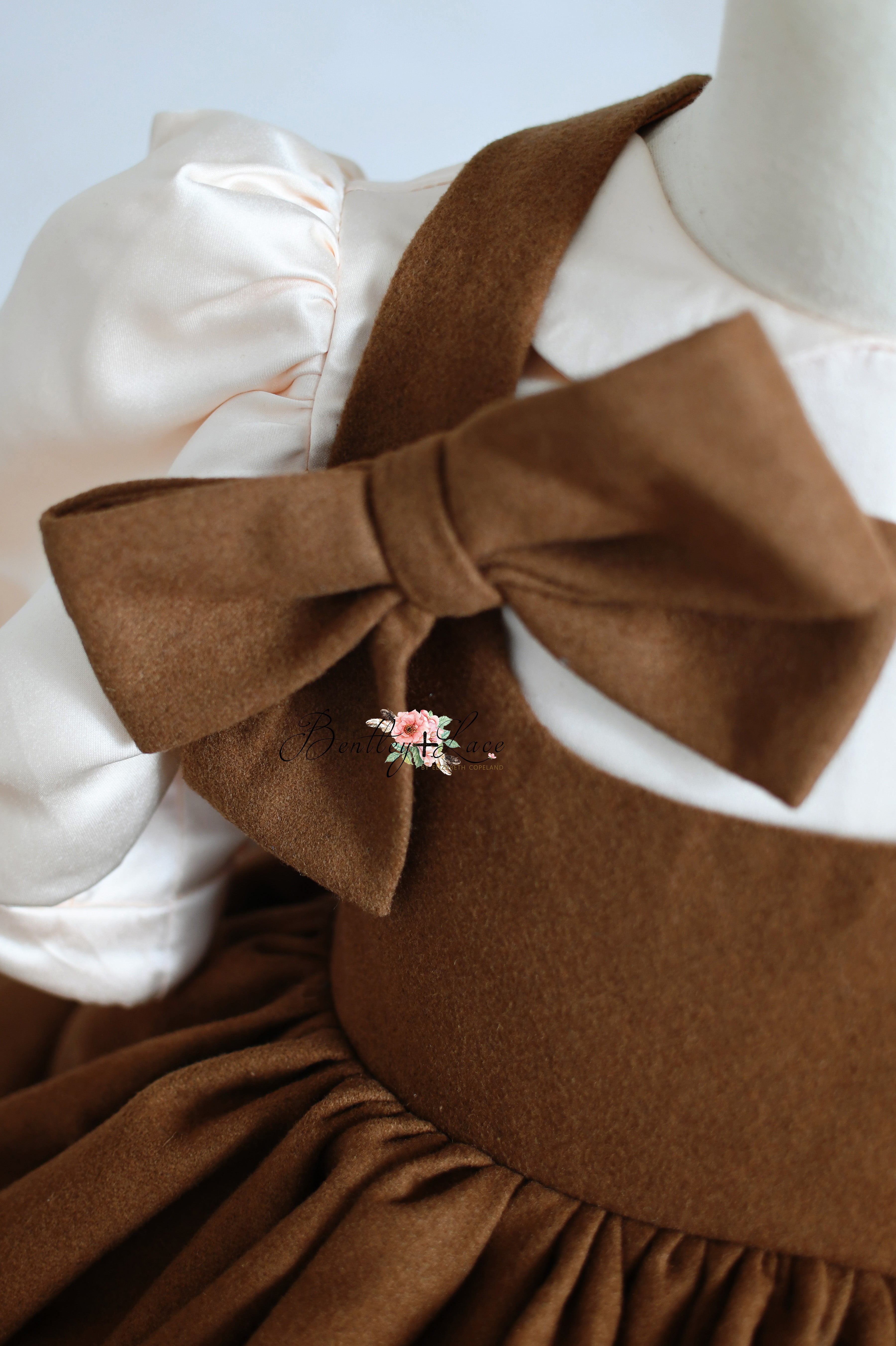 Gingerbread custom gown with sweet cookie-themed design by Bentley & Lace.