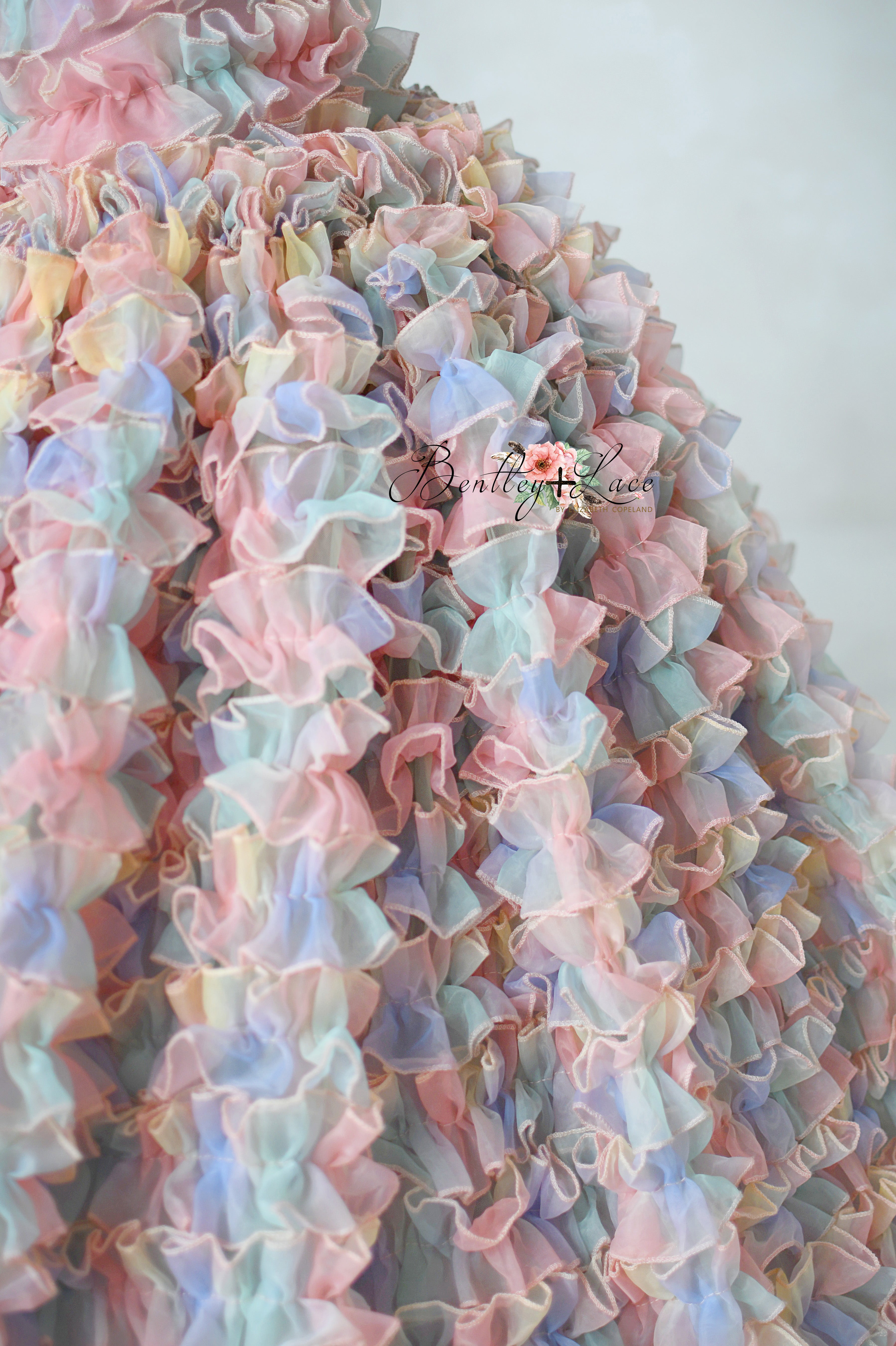 LolliLuxe gown with detachable pink satin bow