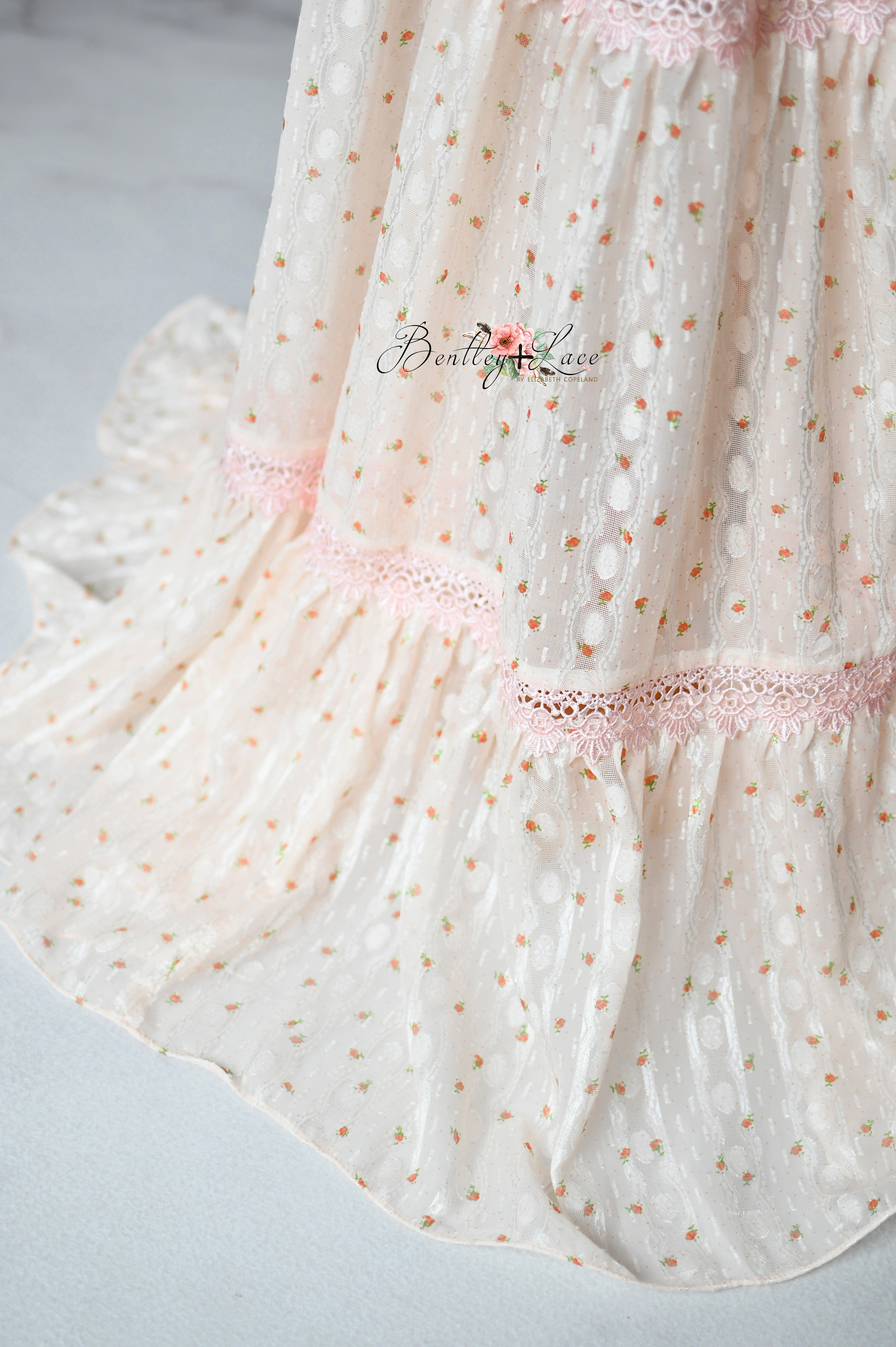 Side profile of girl in Sugar Rosette dress