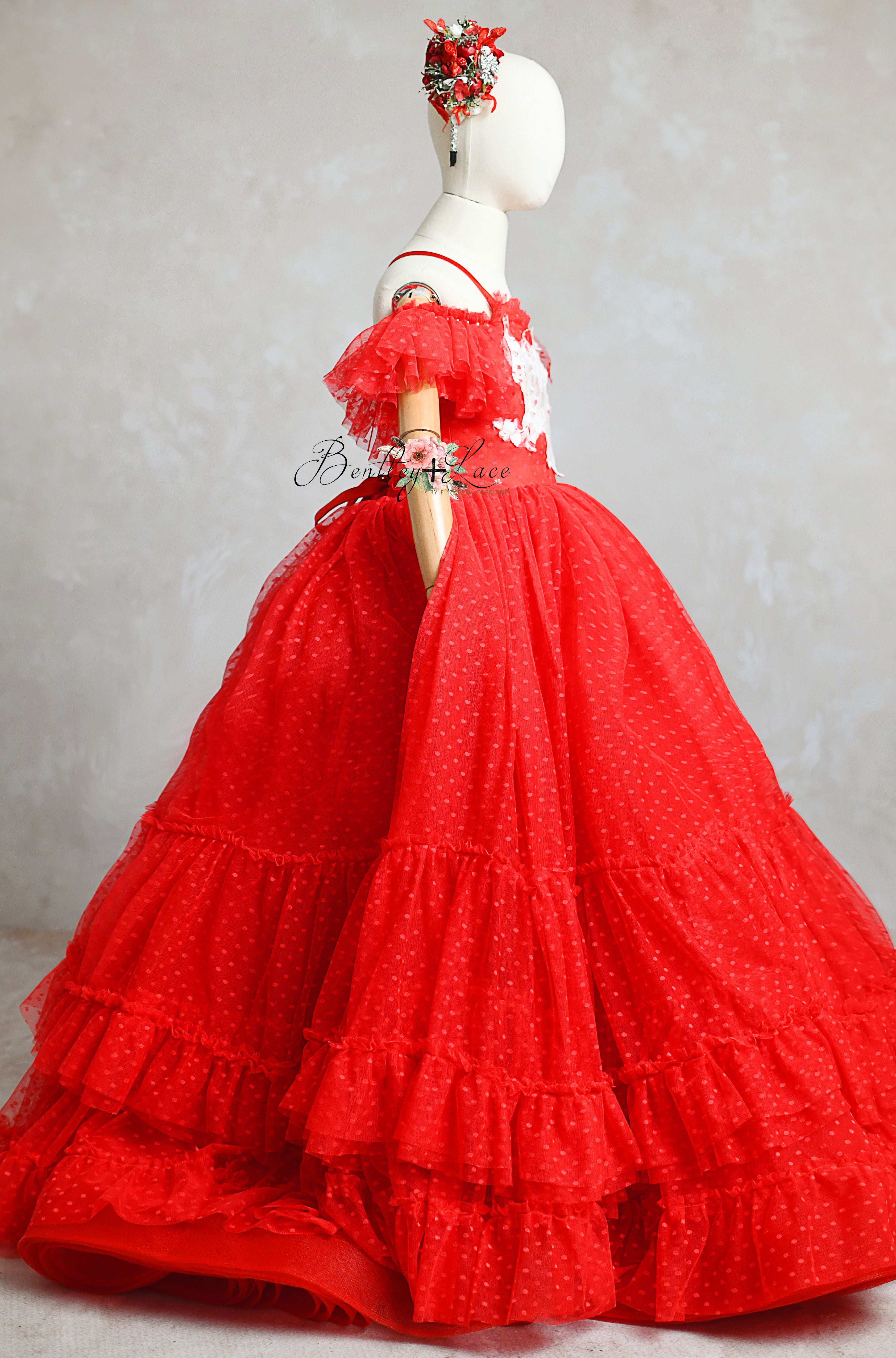 Swish Dot Couture Red Floor-Length Gown Rental | Size 6 Years - Petite 8 Years