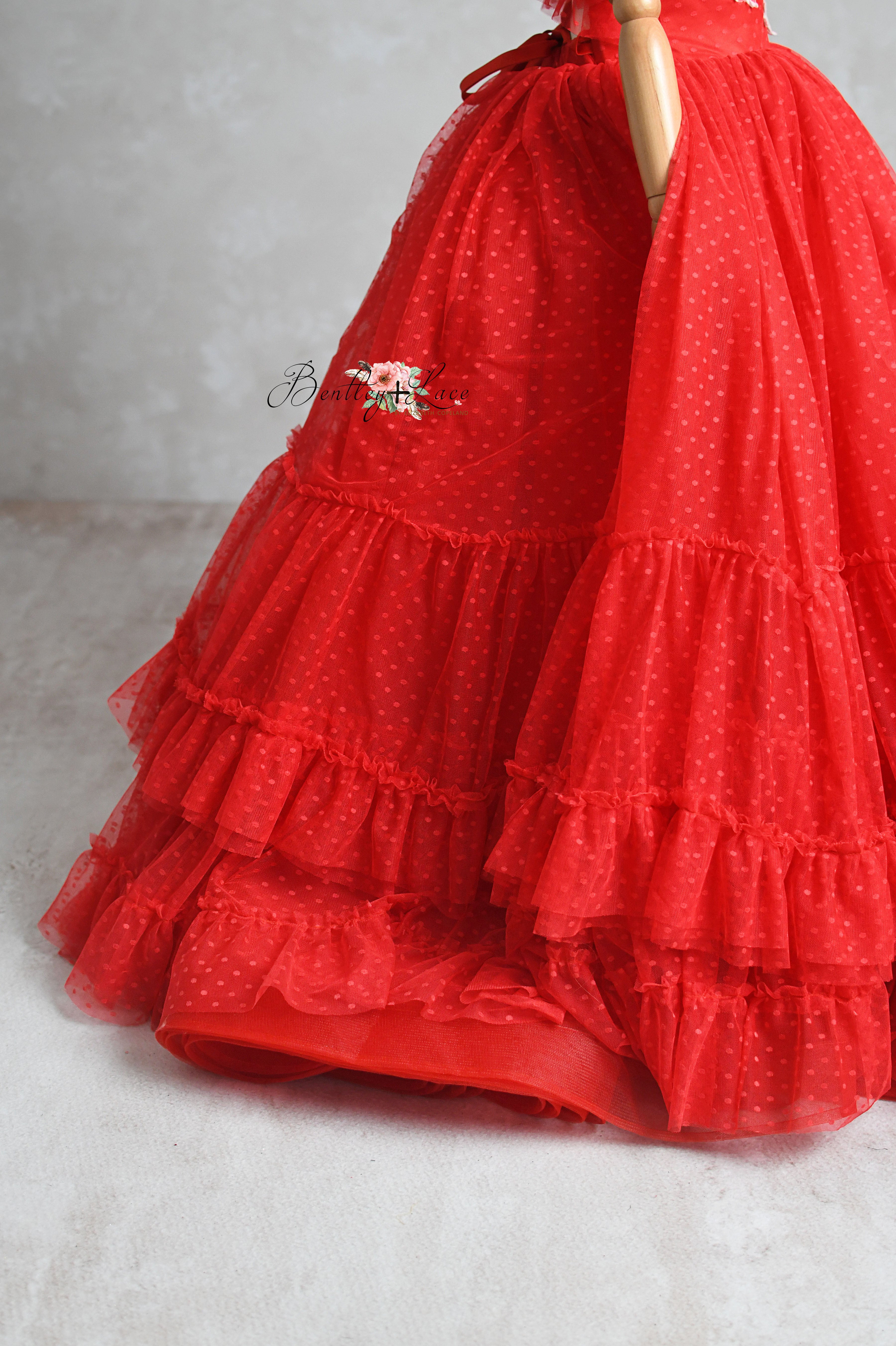 Swish Dot Couture Red Floor-Length Gown Rental | Size 6 Years - Petite 8 Years