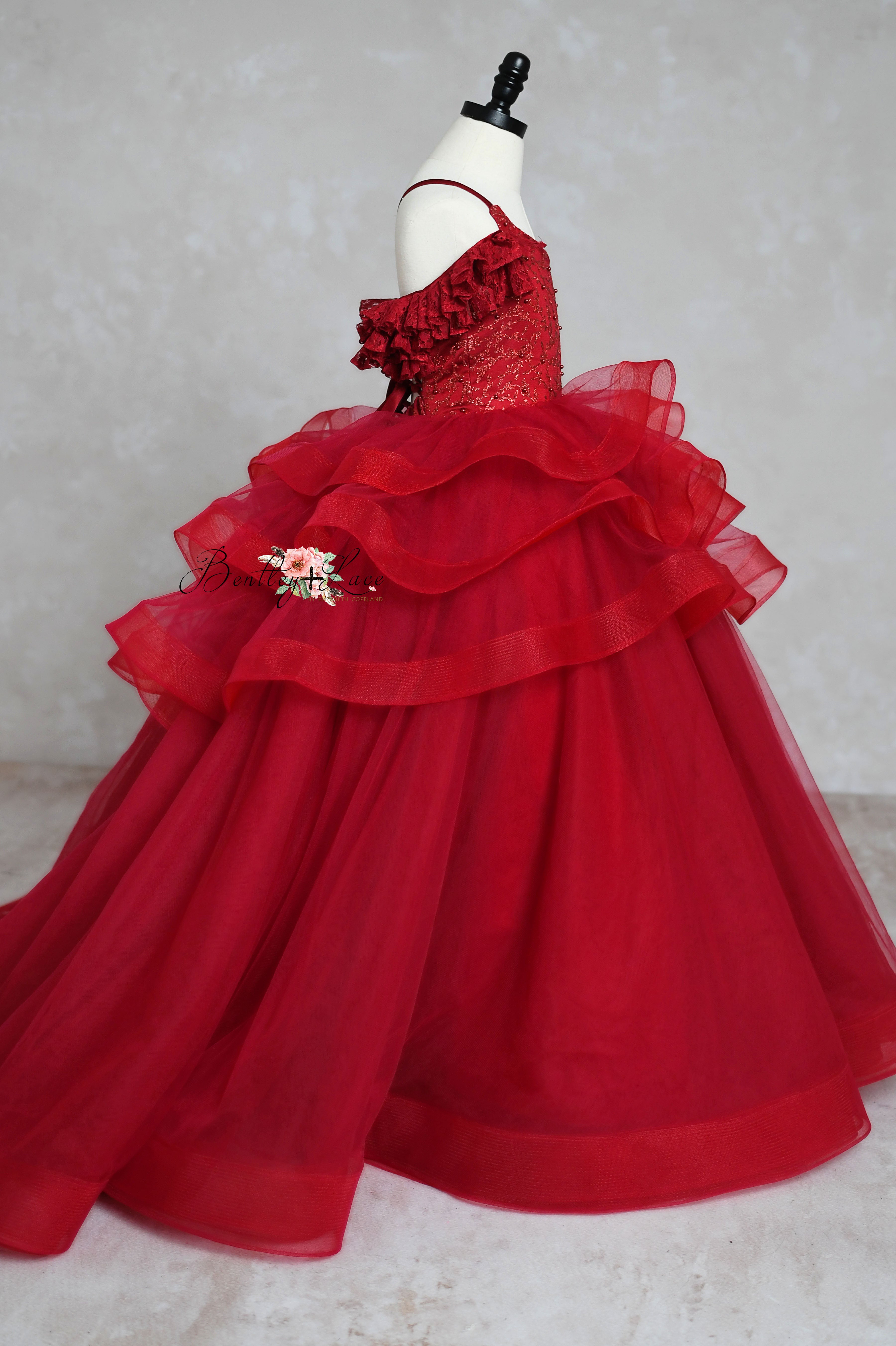 "Ruby" -Peplum Floor Long - Editorial Dress, Couture Gown, Special Occasion Dress