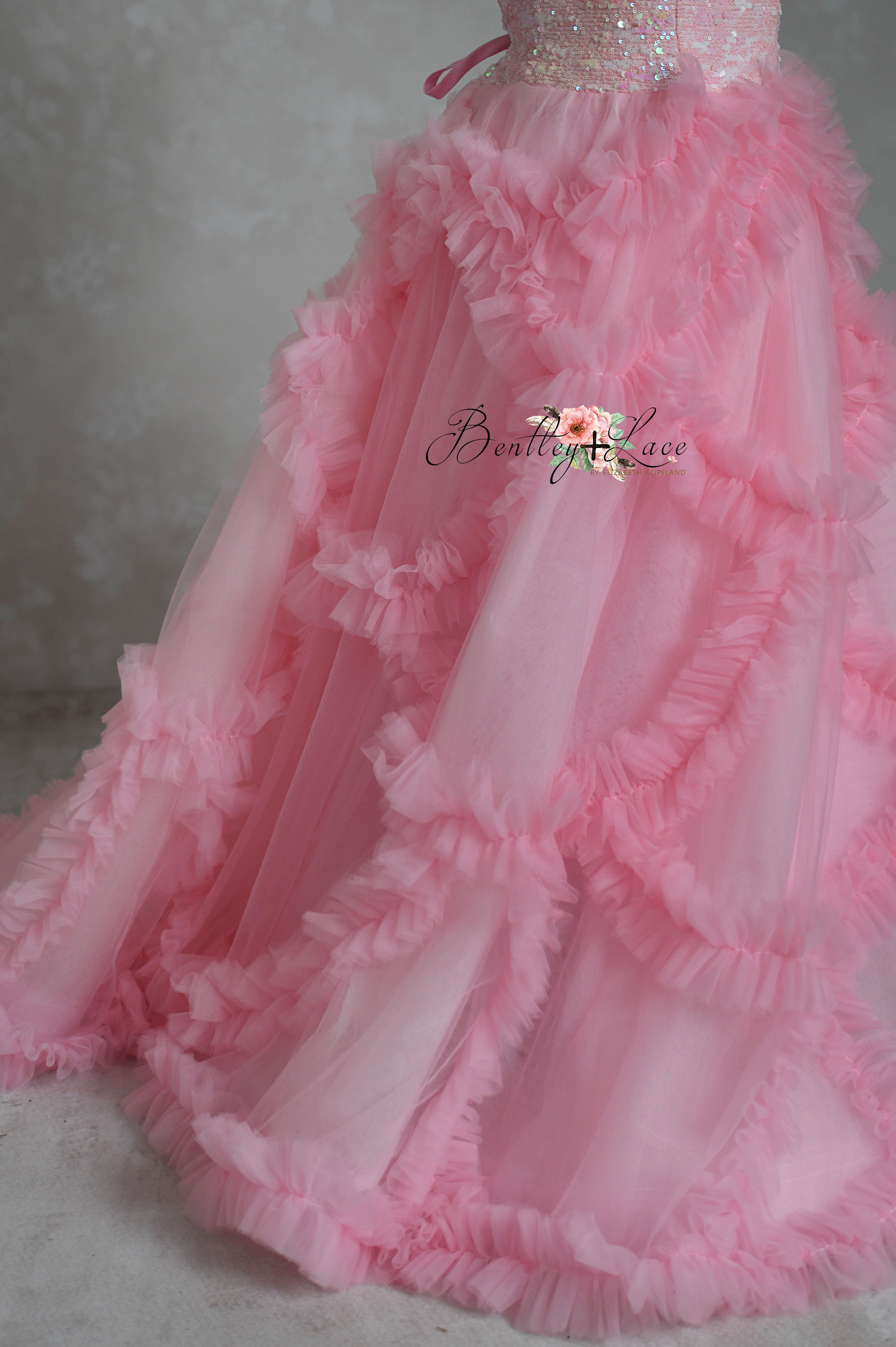 "Speak Now Gown" -Floor Length Gown-Tulle Skirt - (14 year-Adult 2)