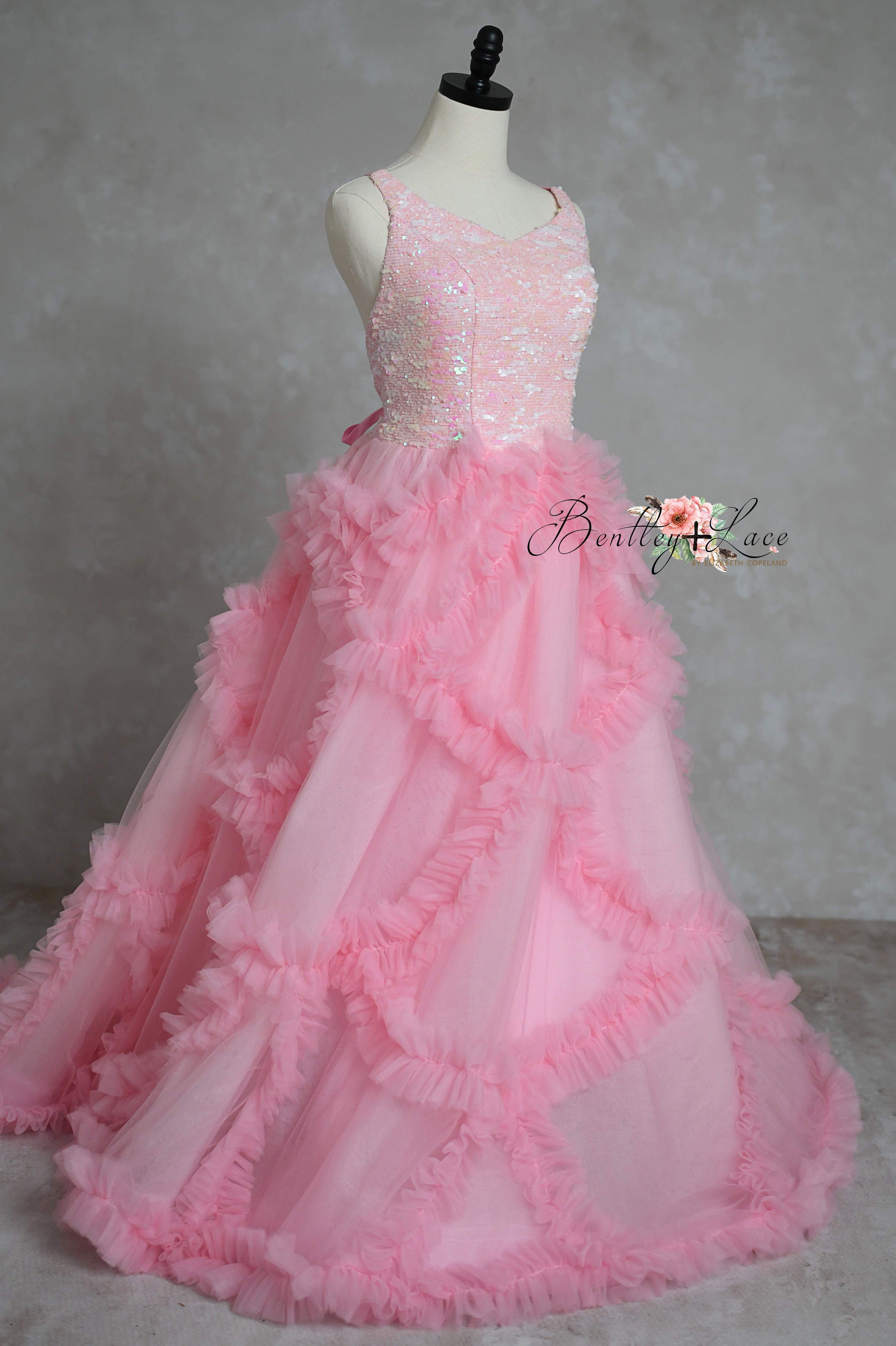 "Speak Now Gown" -Floor Length Gown-Tulle Skirt - (14 year-Adult 2)