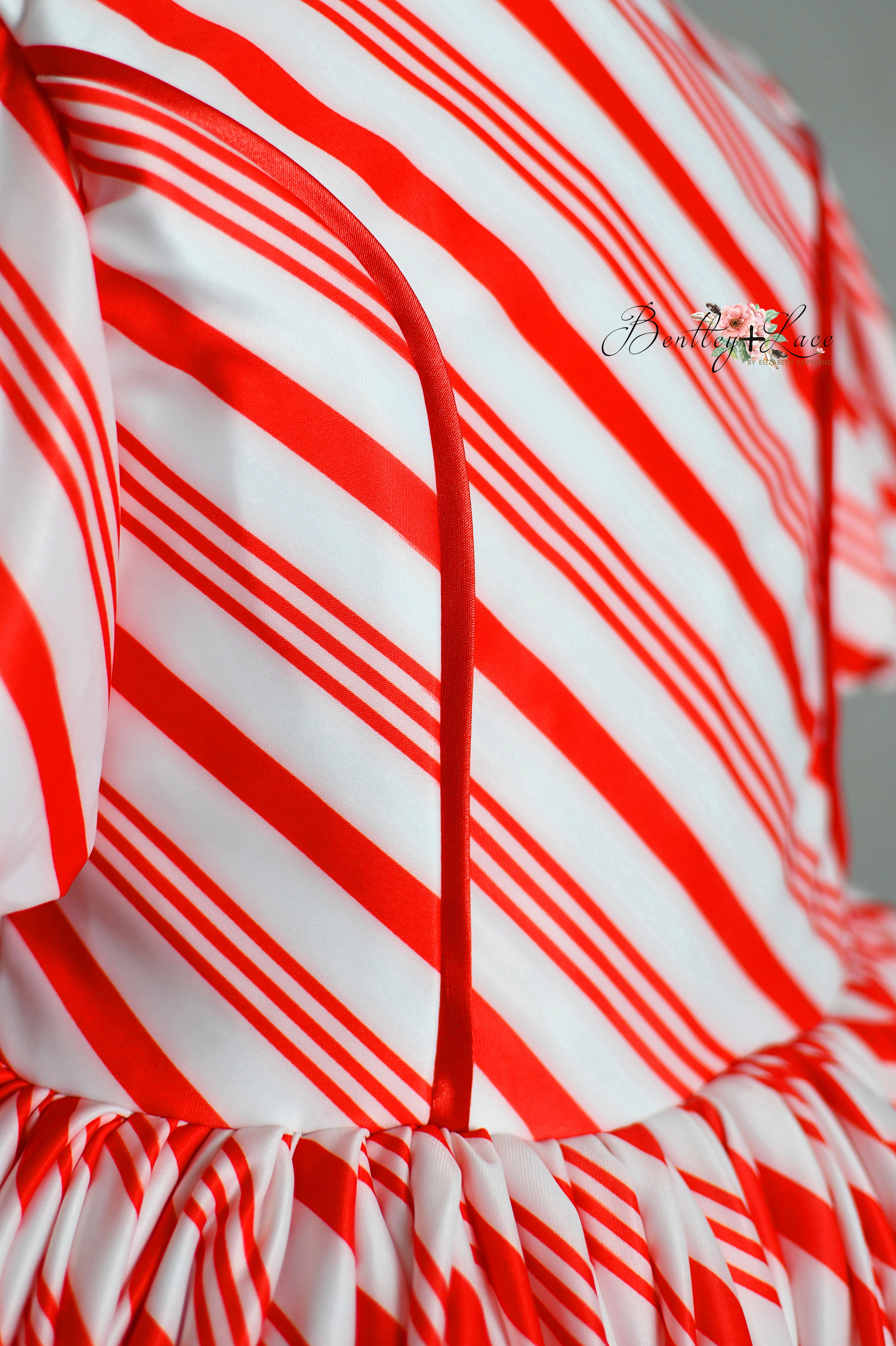 Candy Cane Lane Set: Dress+ Detachable Apron Option-Editorial Dress, Couture Gown, Special Occasion Dress