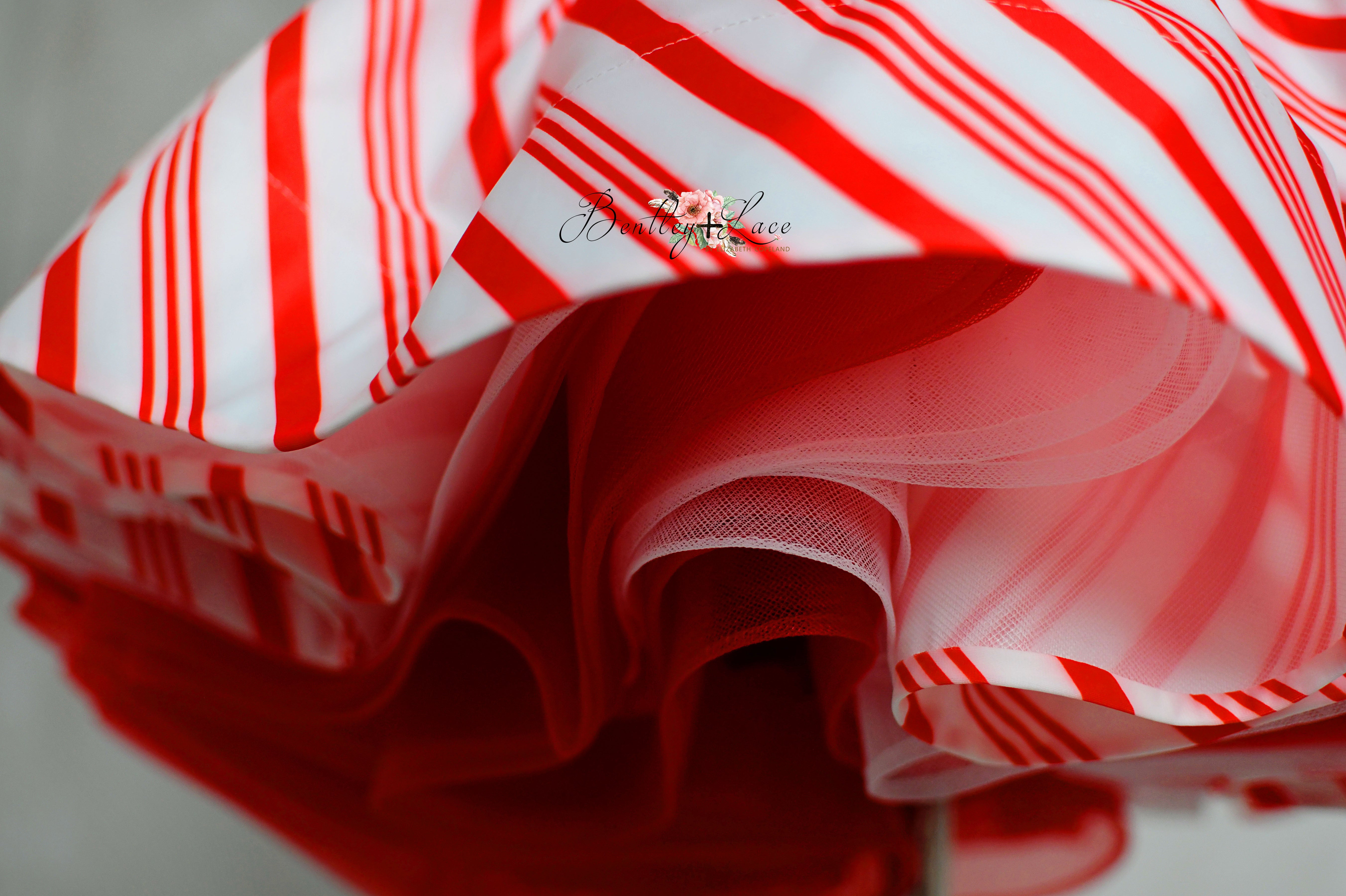 Candy Cane Lane Set: Dress+ Detachable Apron Option-Editorial Dress, Couture Gown, Special Occasion Dress