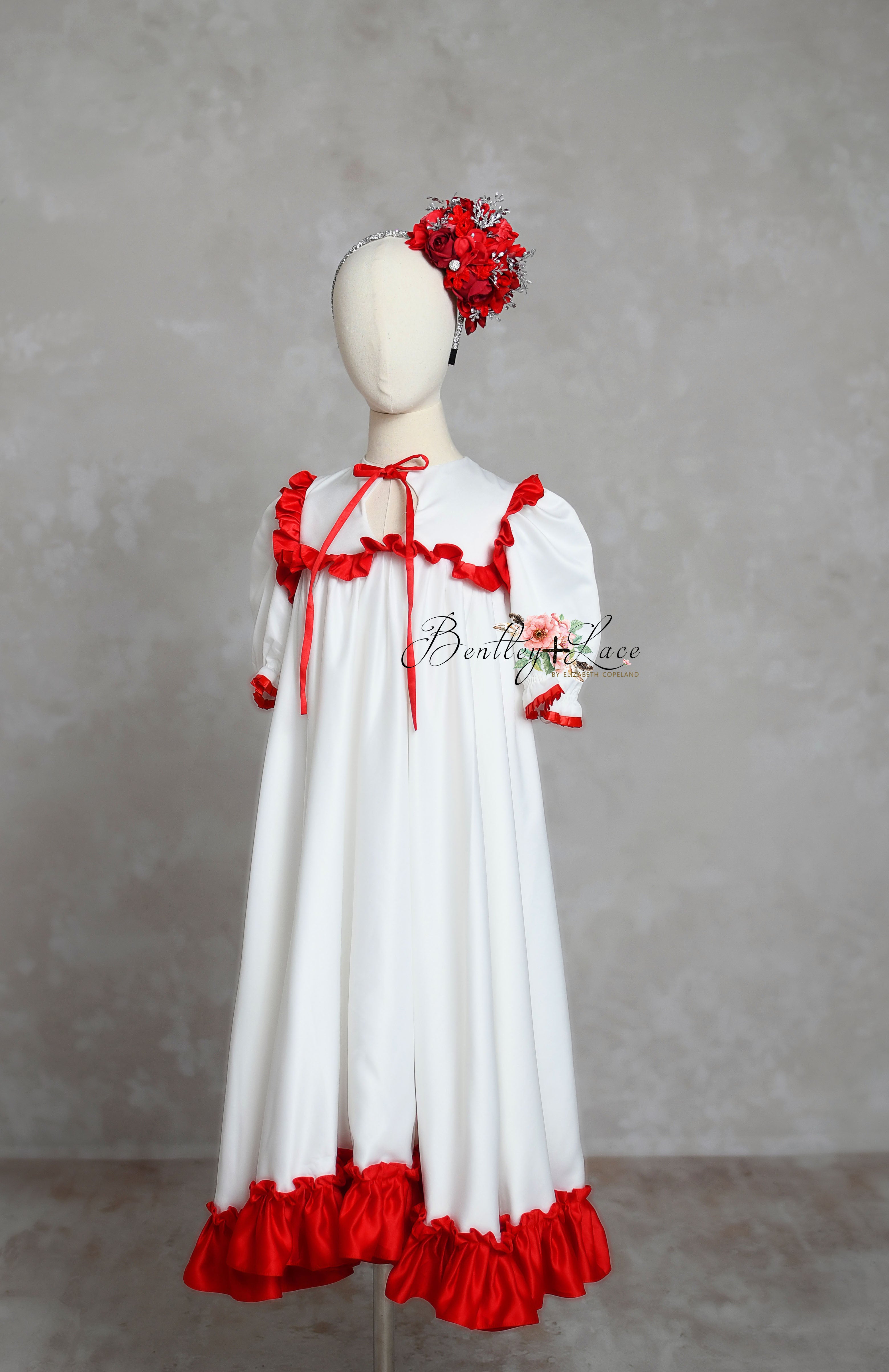 North Pole Nightgown - White With Red Trims (4-6 year)