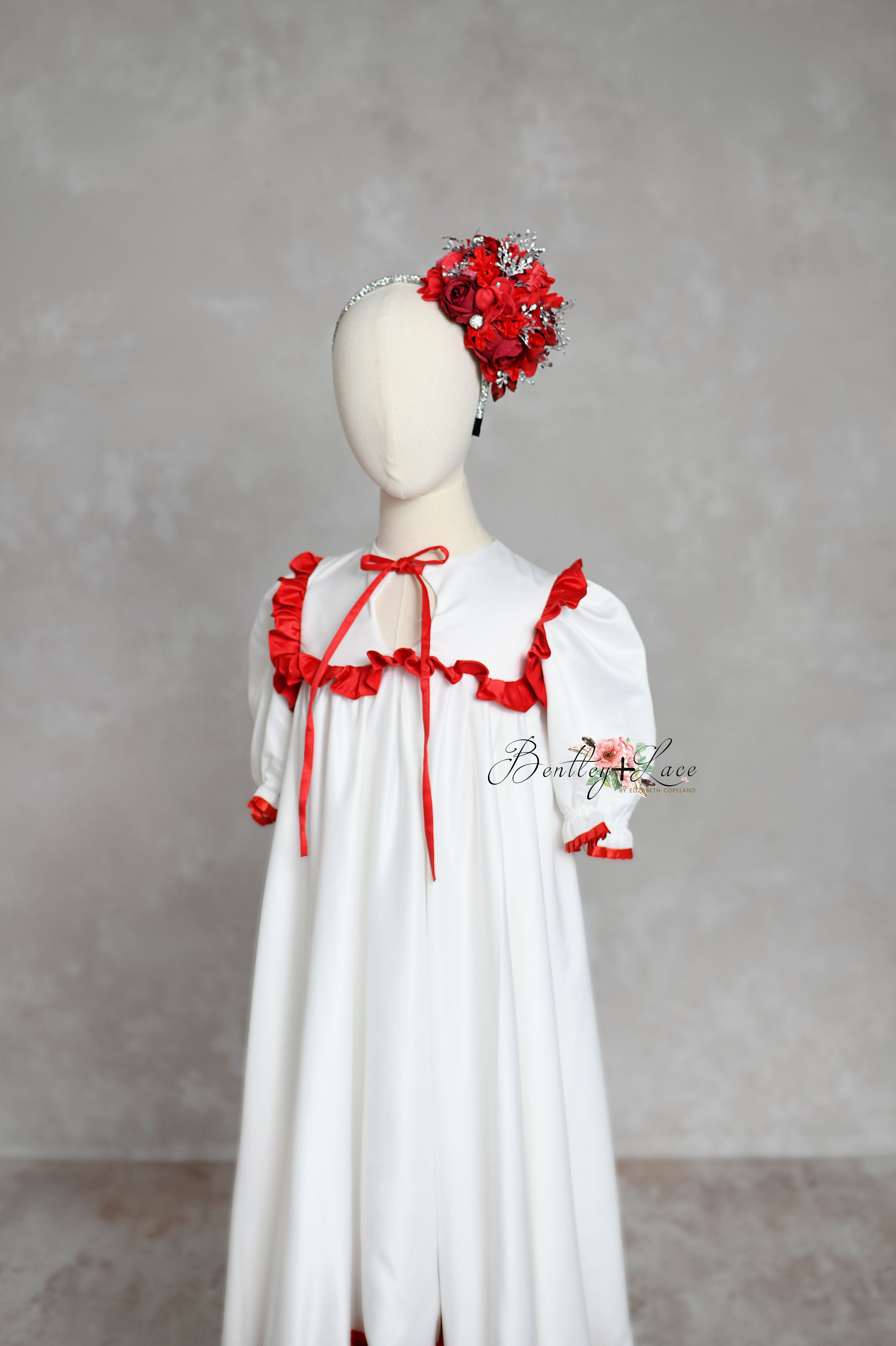 North Pole Nightgown - White With Red Trims (4-6 year)