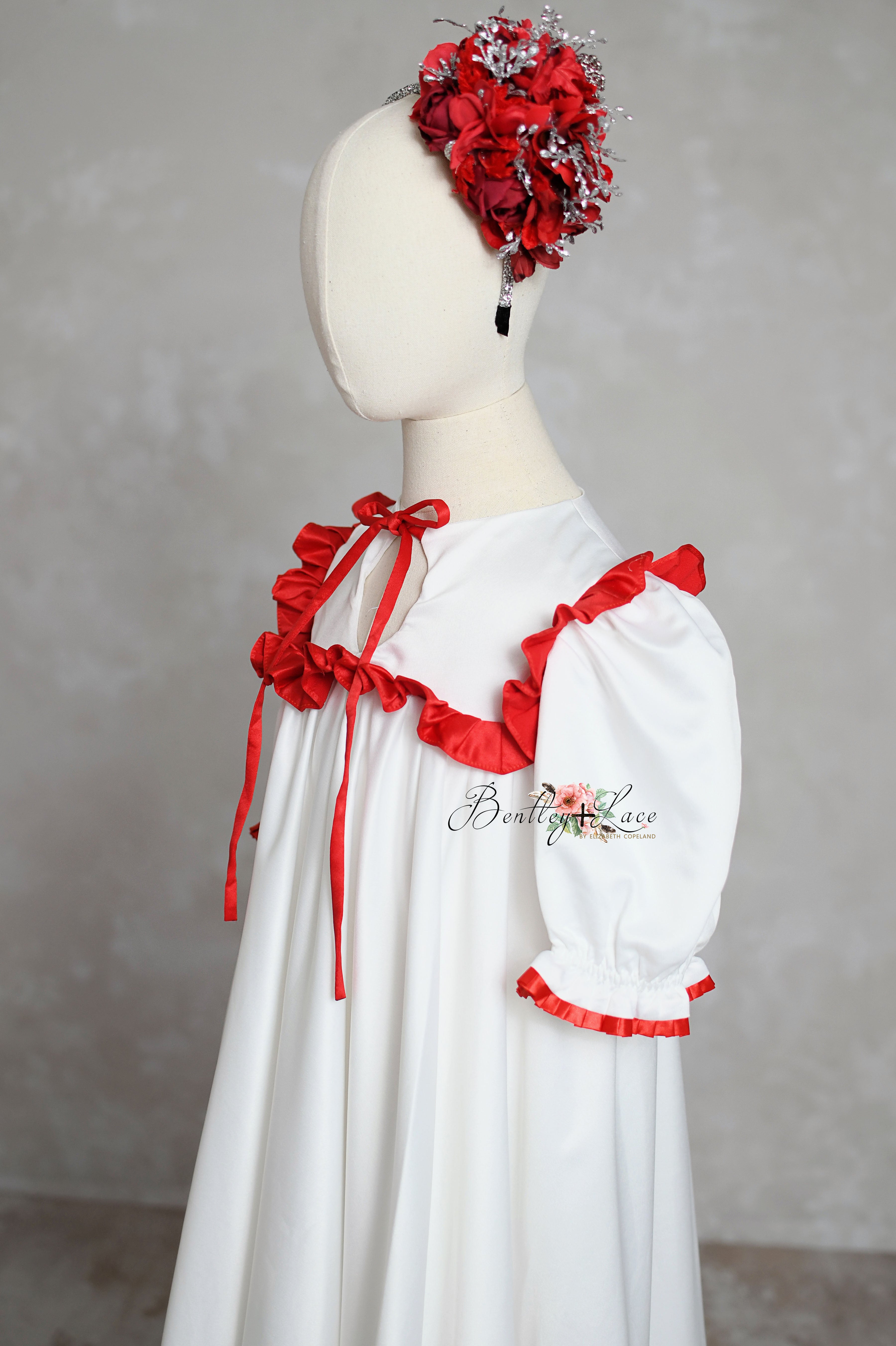North Pole Nightgown - White With Red Trims (4-6 year)