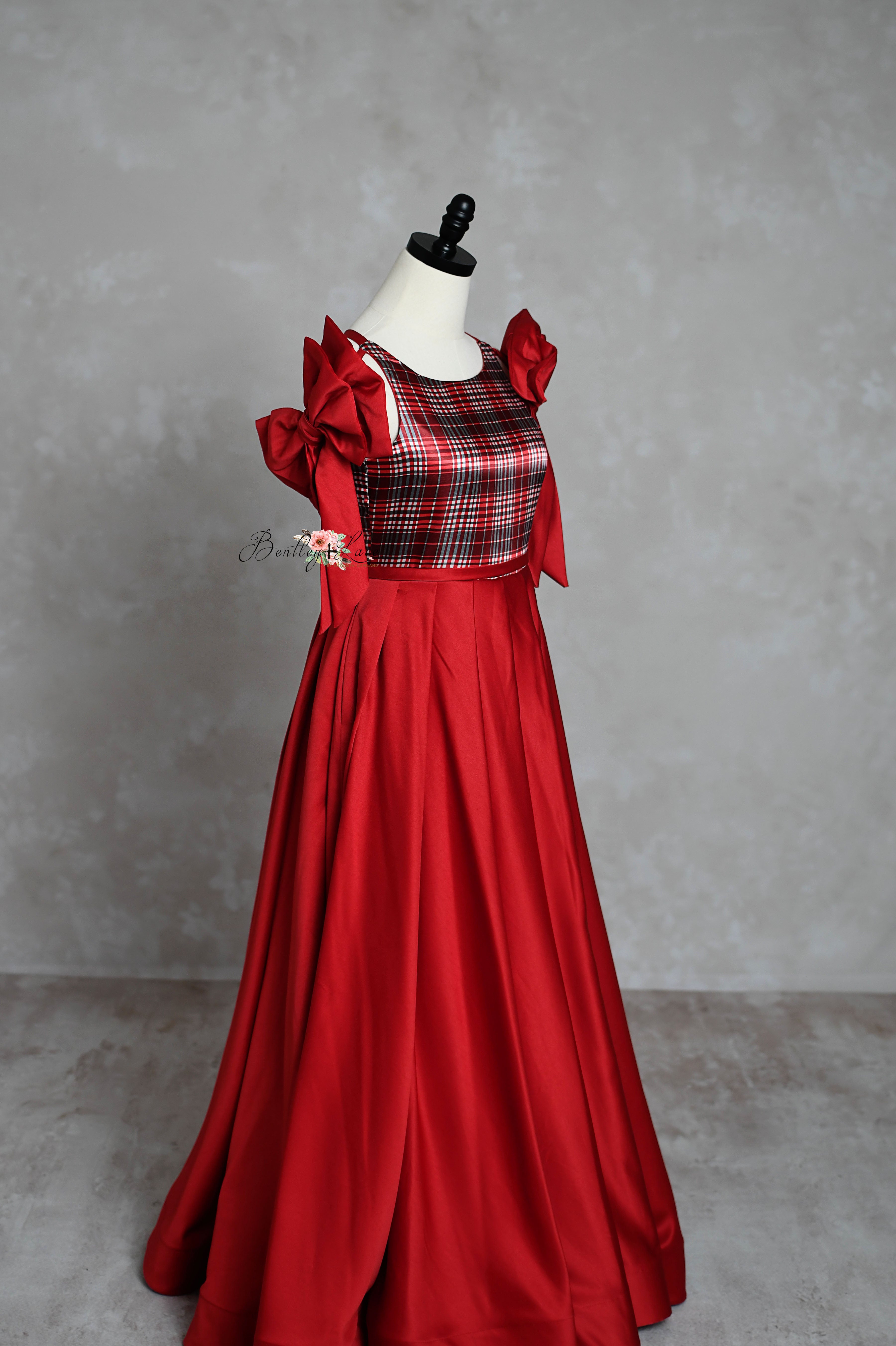 "Holiday magic" -Floor Length Gown-Red - (10-14Year)