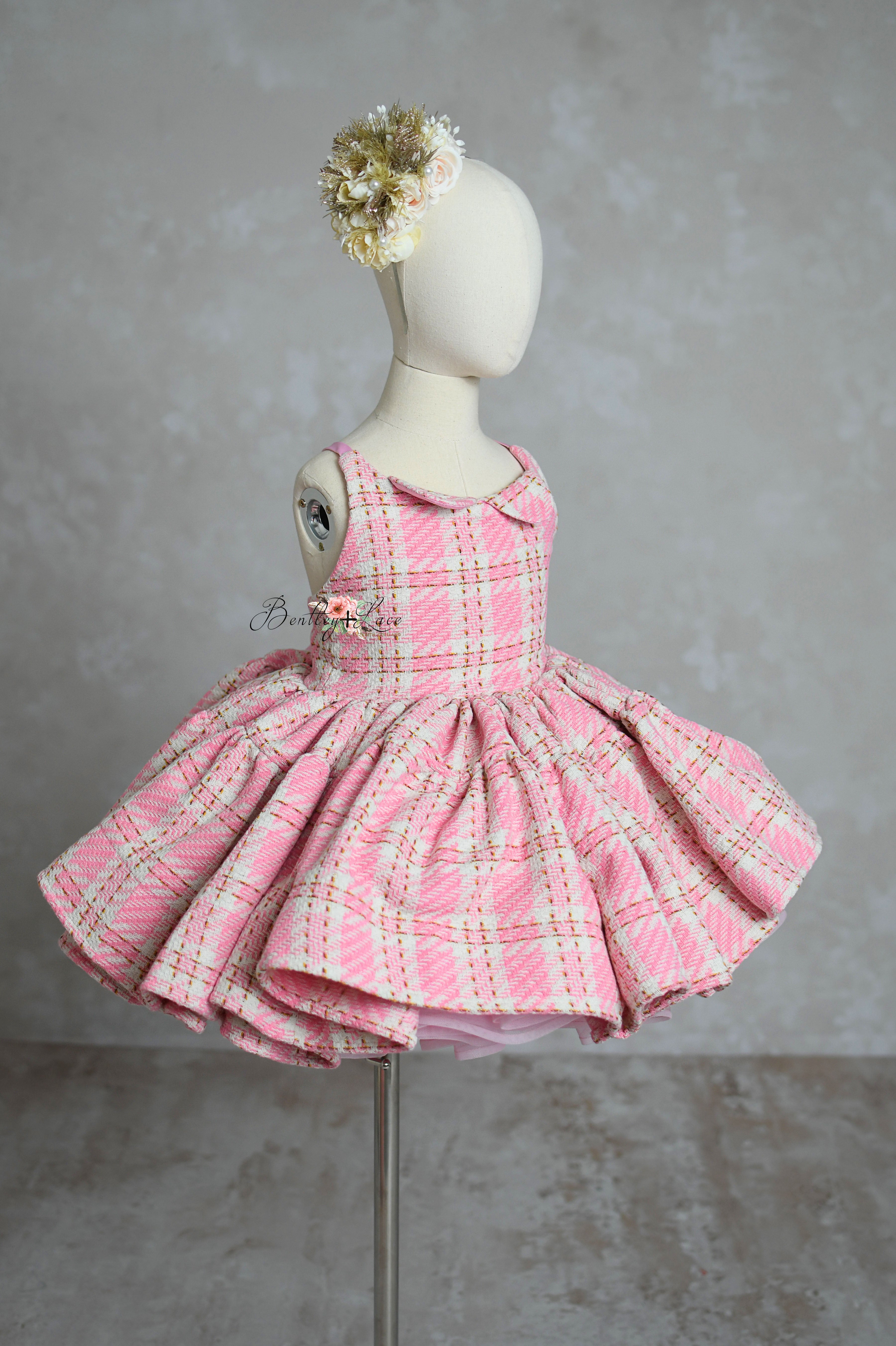 Elle Woods - "Chic Plaid" -Petal Length Gown + Cape (5-7Year)