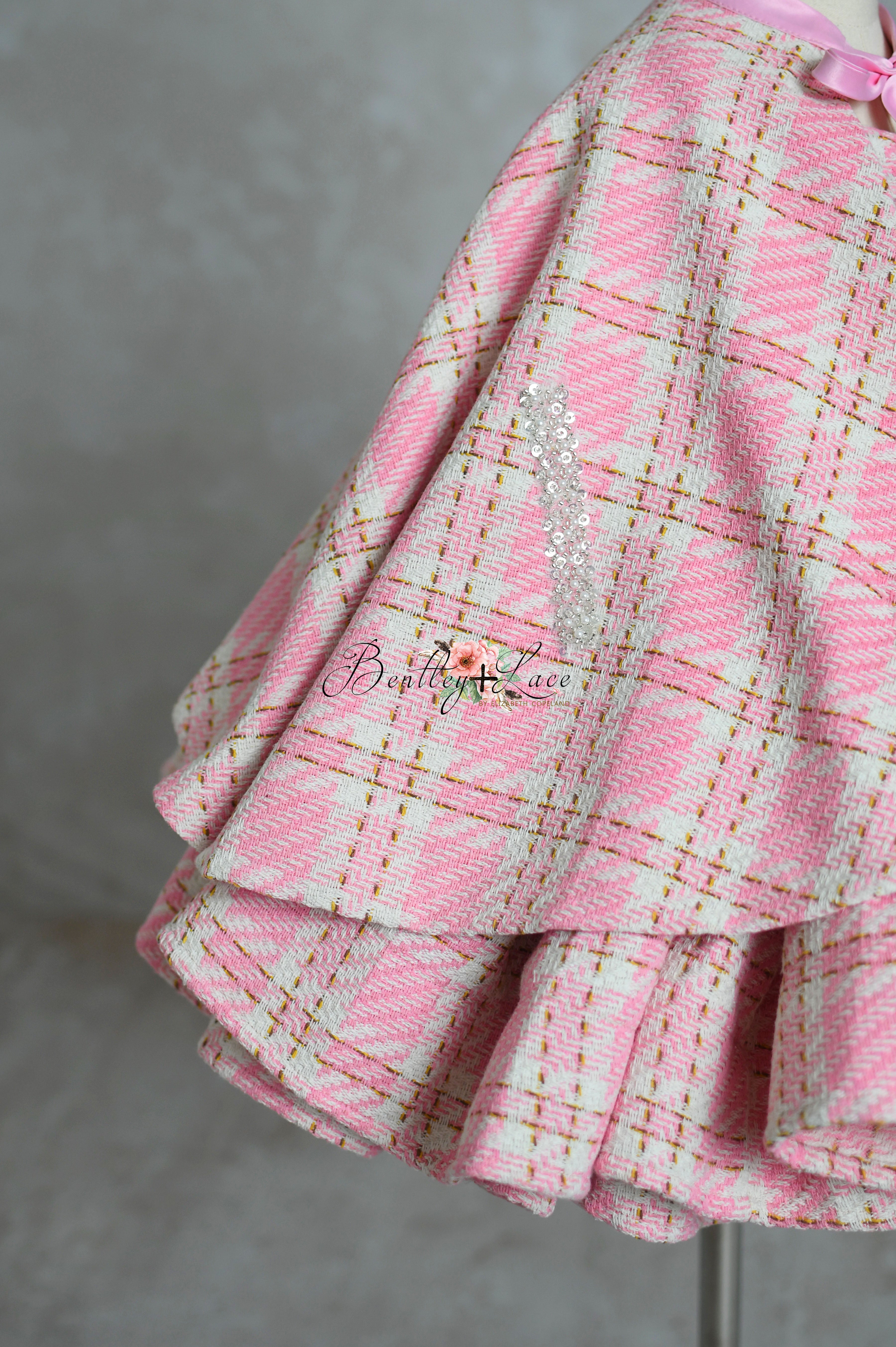 Elle Woods - "Chic Plaid" -Petal Length Gown + Cape (5-7Year)
