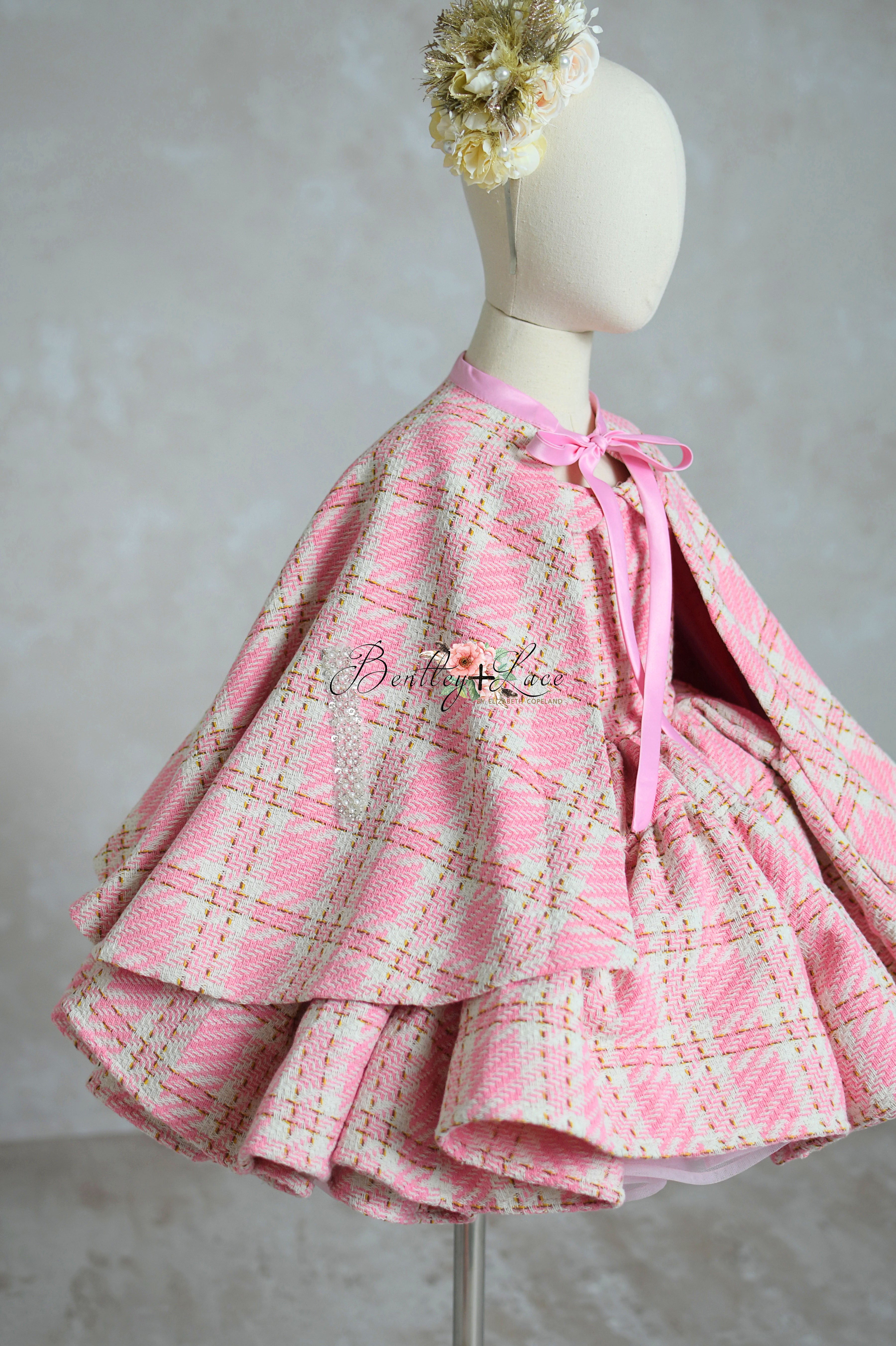 Elle Woods - "Chic Plaid" -Petal Length Gown + Cape (5-7Year)