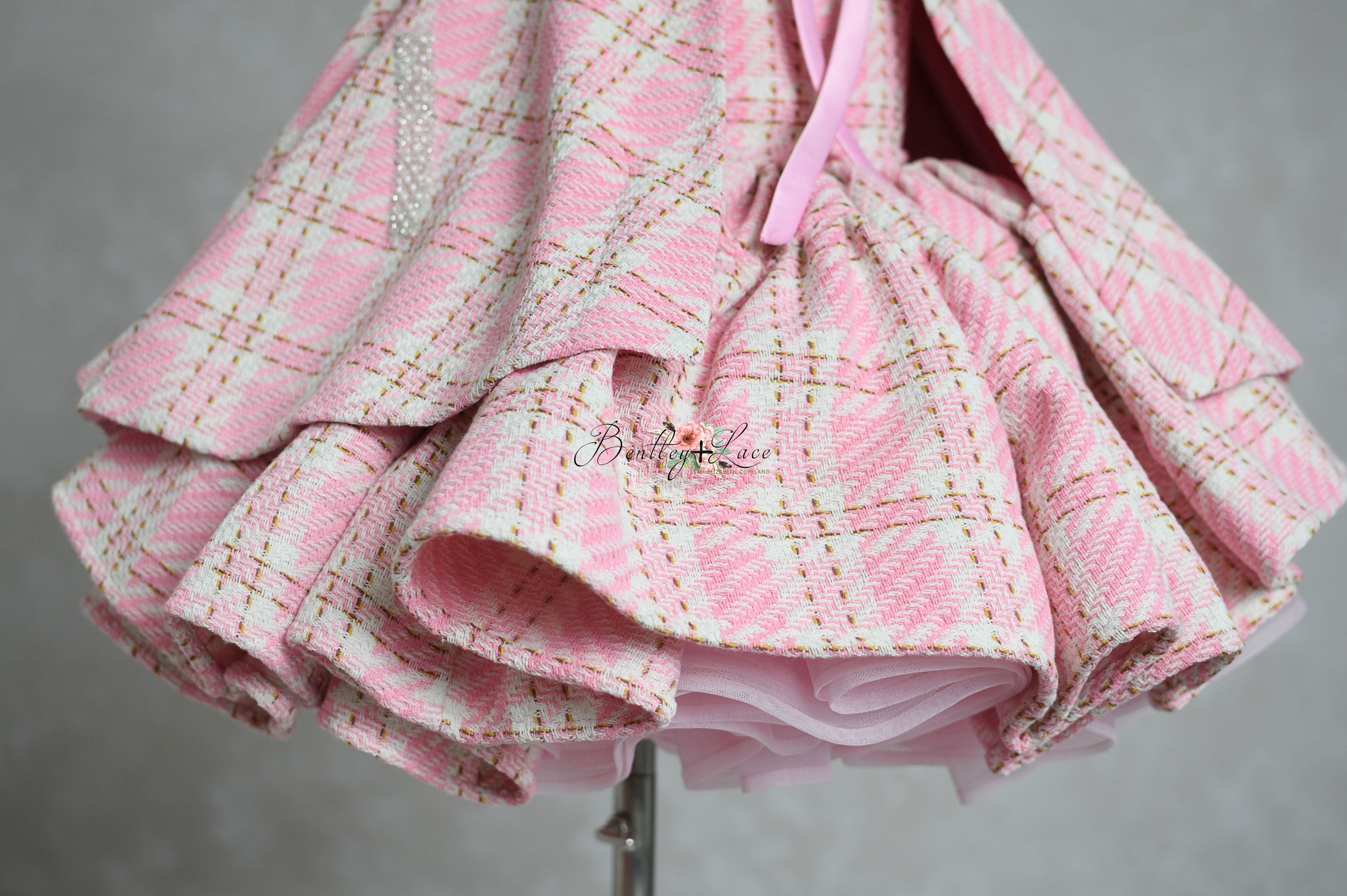 Elle Woods - "Chic Plaid" -Petal Length Gown + Cape (5-7Year)