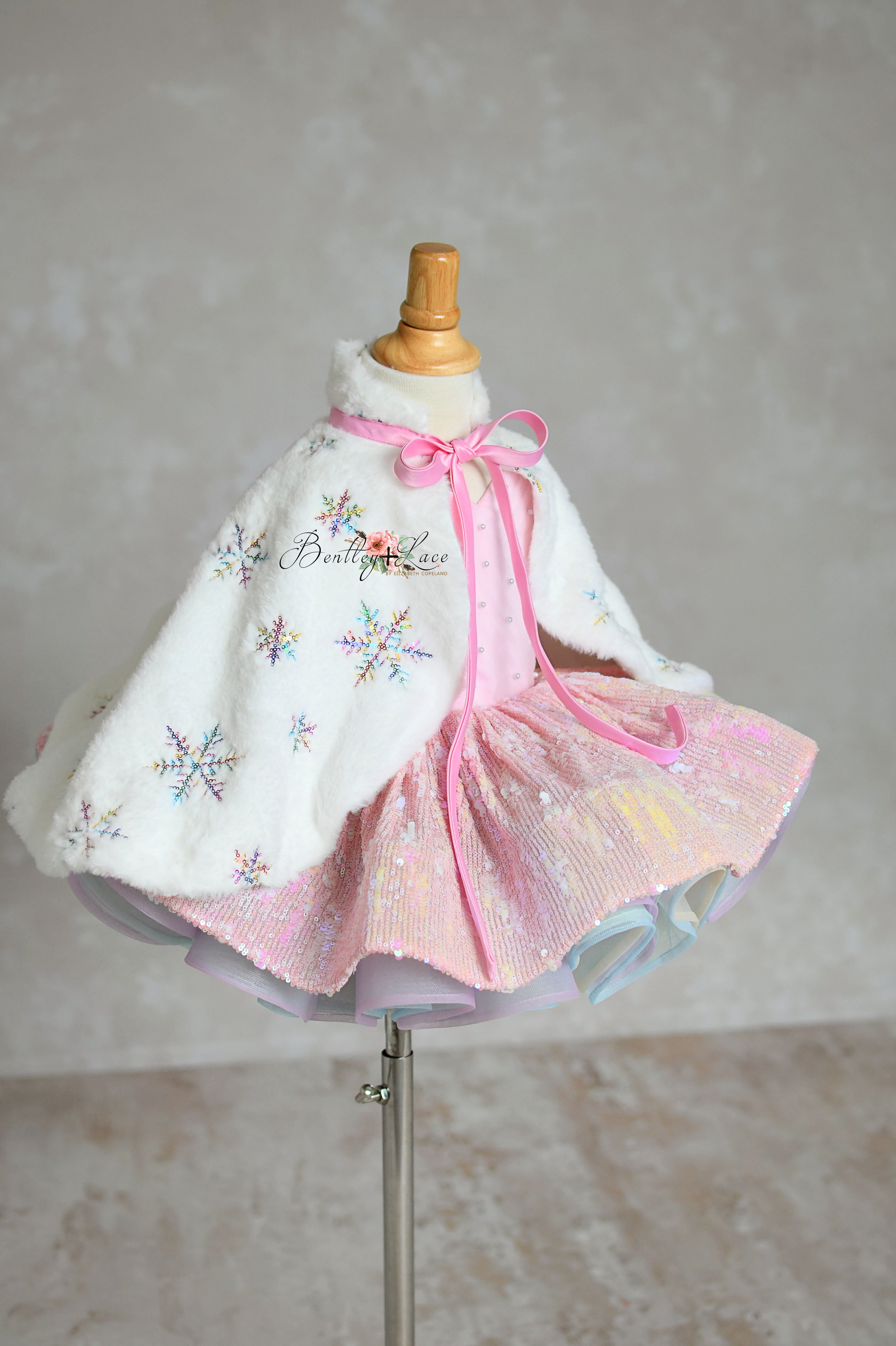 REMNANT SNOWFLAKE FABRIC- Can be used for a cape