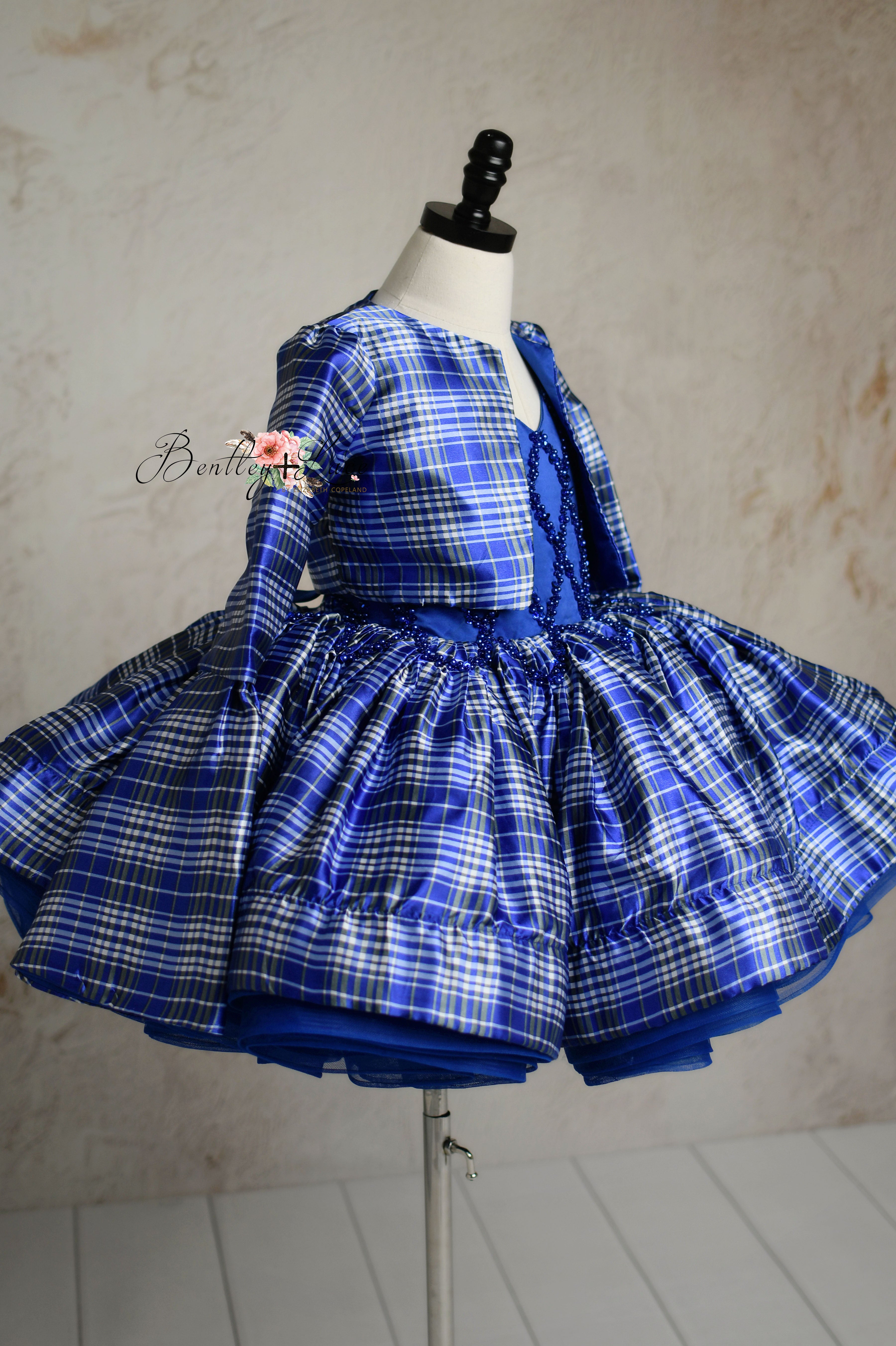 Holiday dress for girls with soft bodice and detachable jacket, perfect for winter photos.