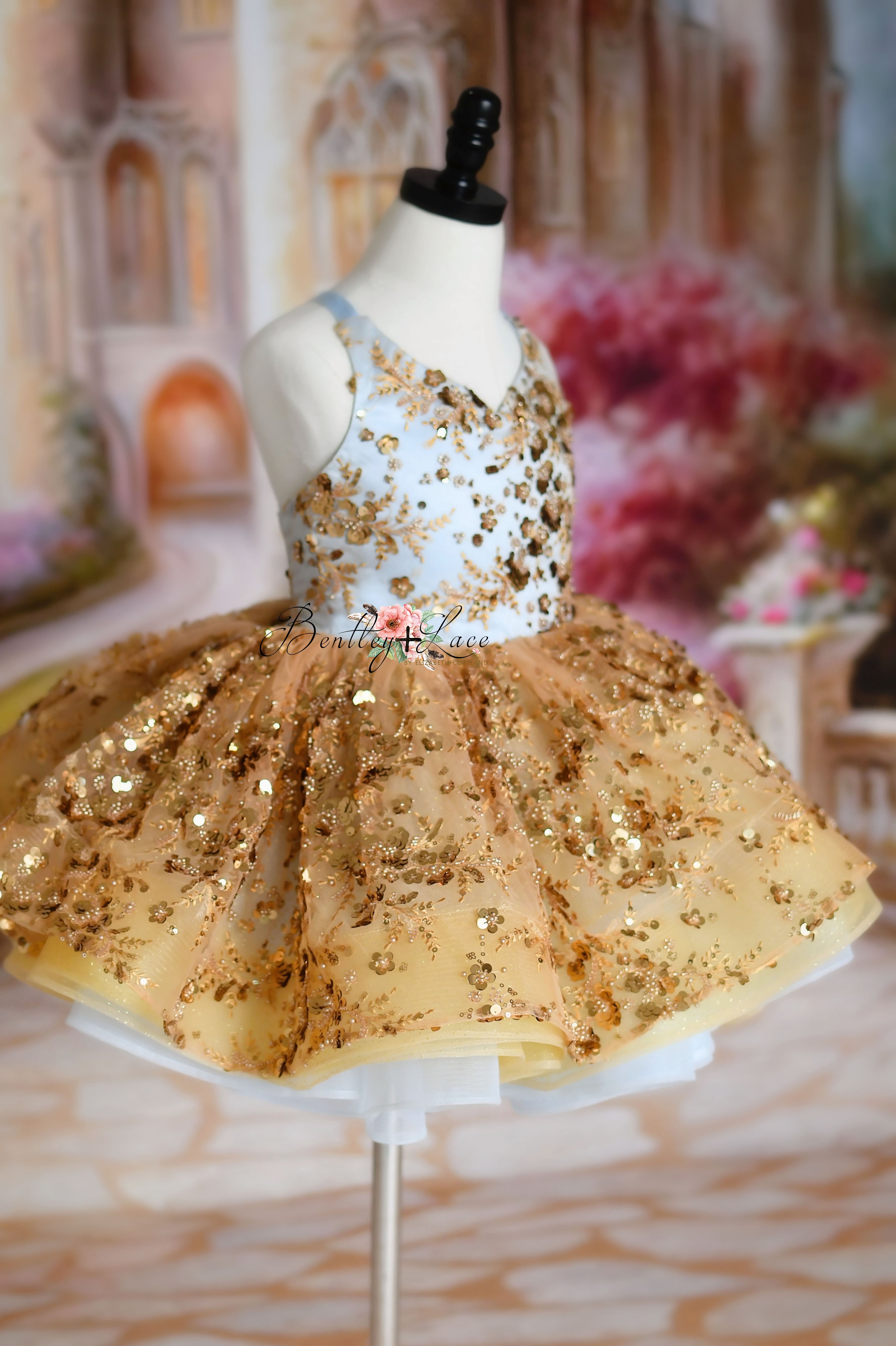 gold sequin gown