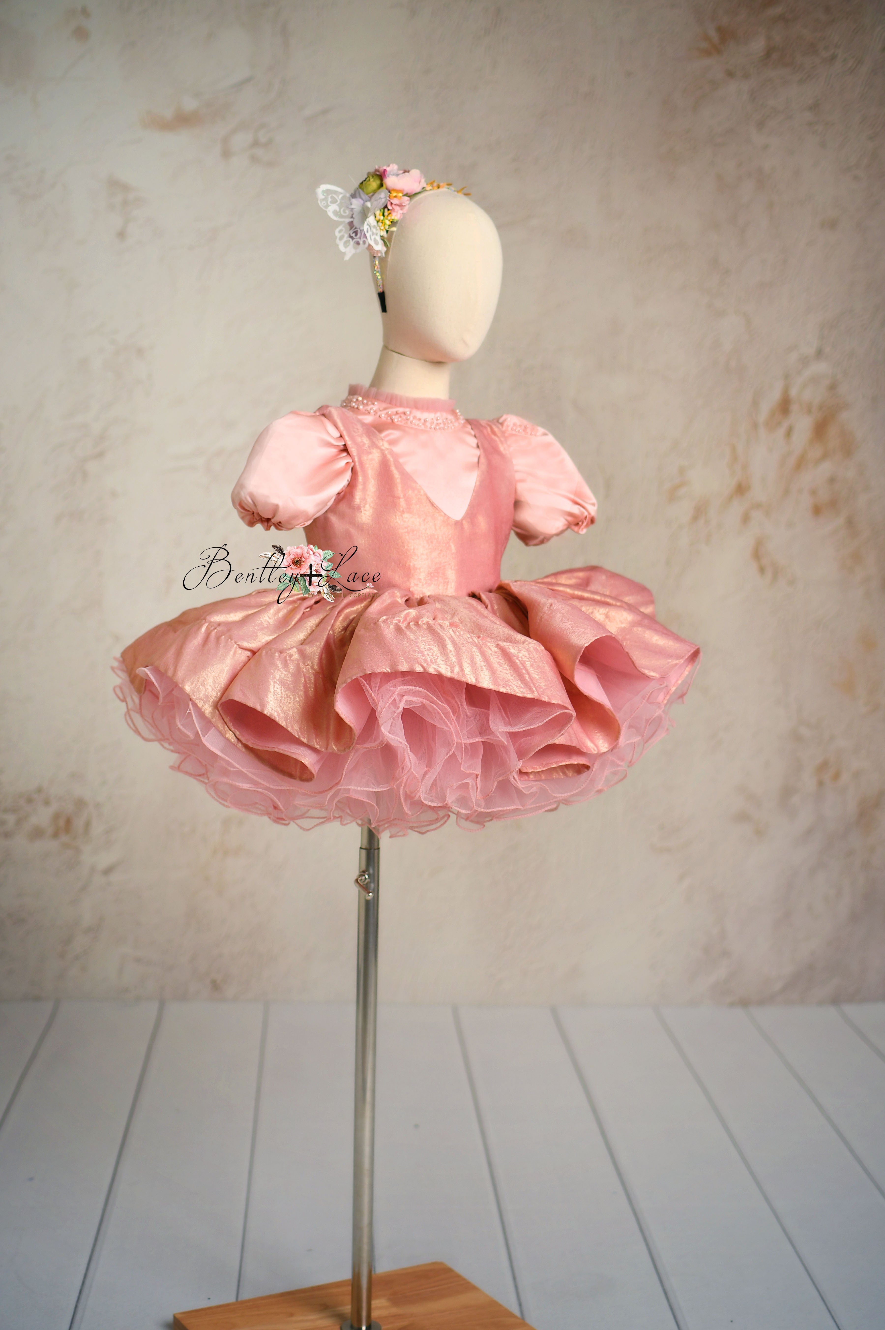 Princess Pink Vintage-Inspired Toddler Dress with Beaded Neckline