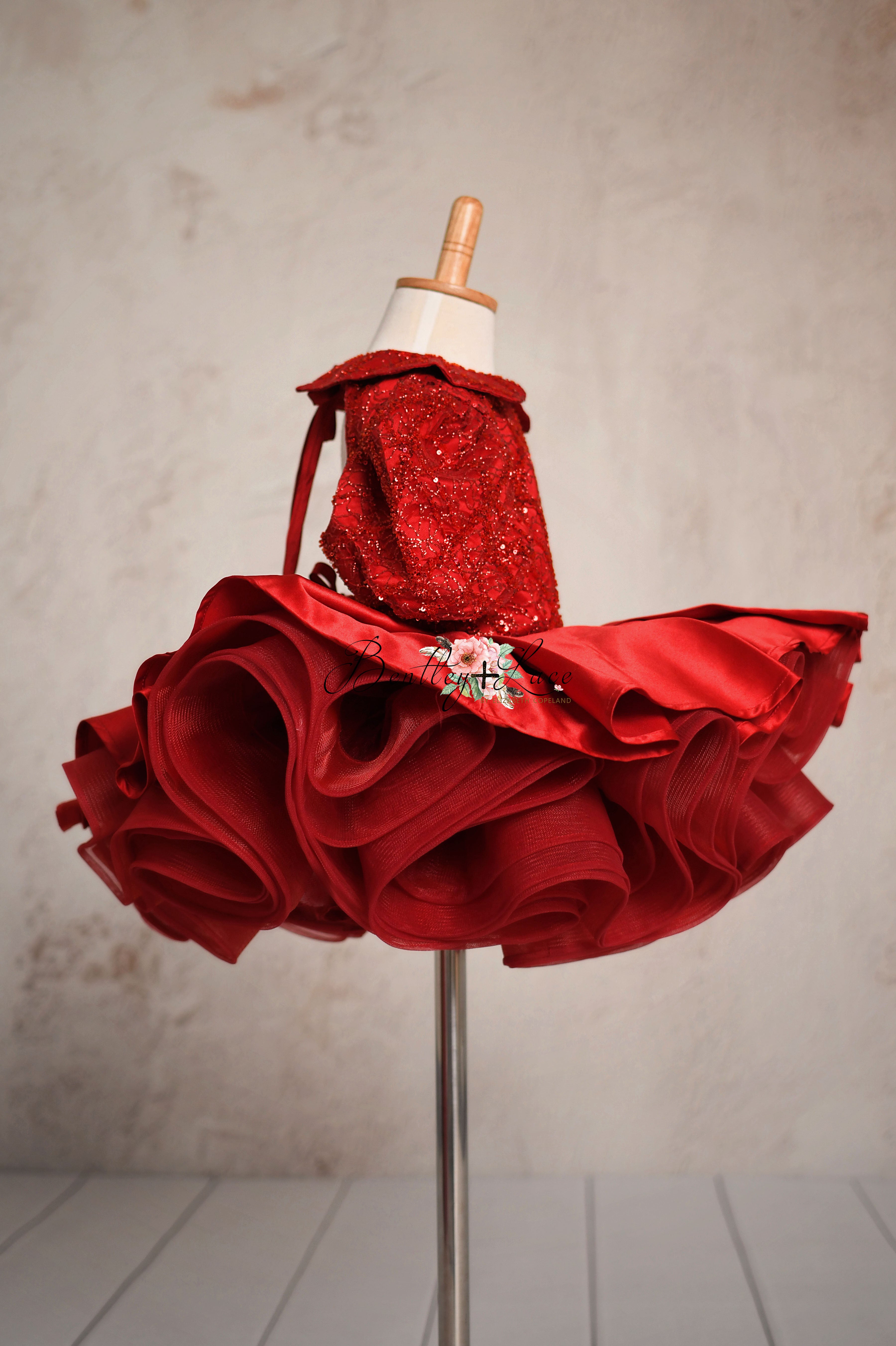 "Scarlet Sparkle" -Petal Length Gown (3-4Year)