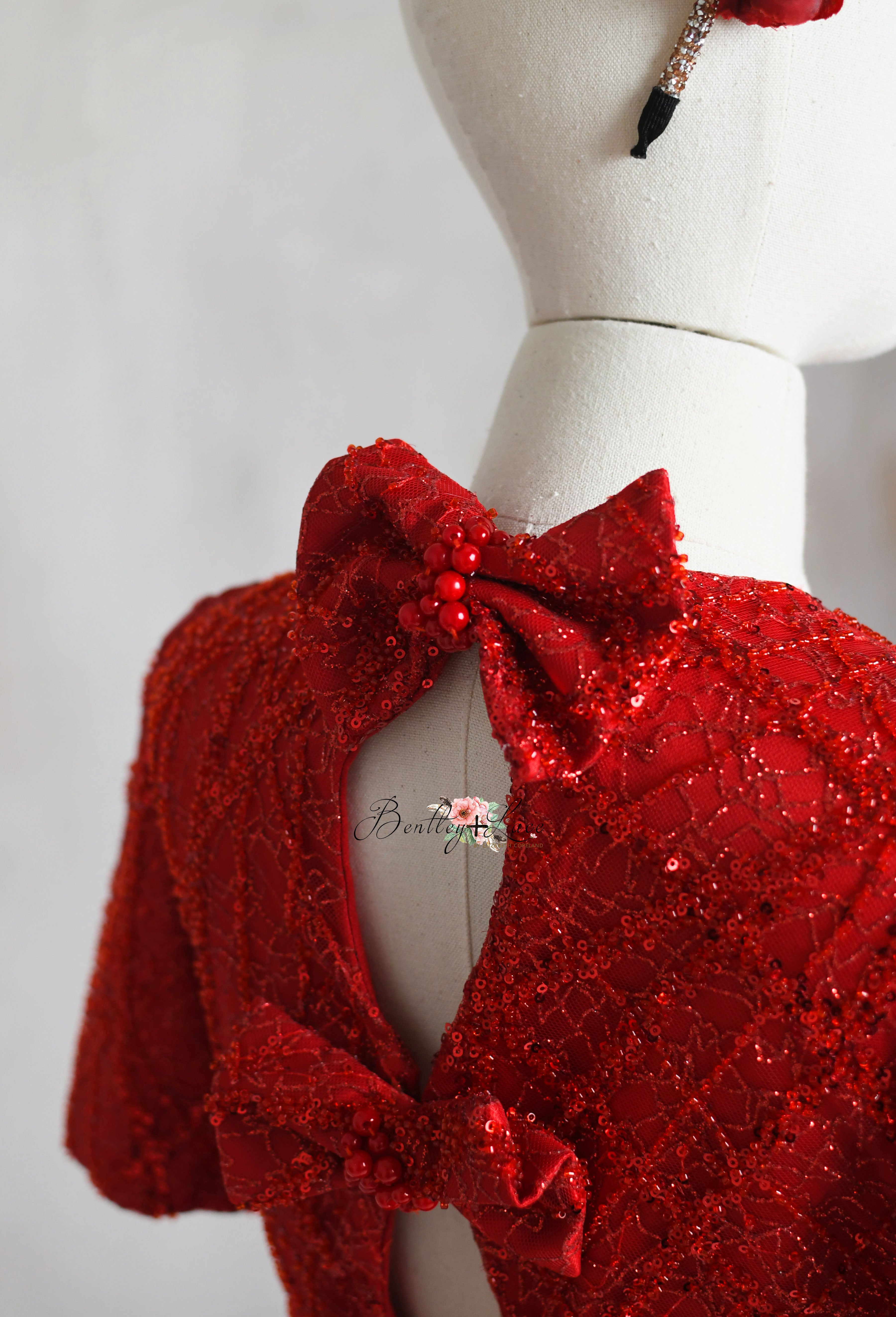 "Scarlet Sparkle" Silk Satin Floor Length Gown (7-10 Year)