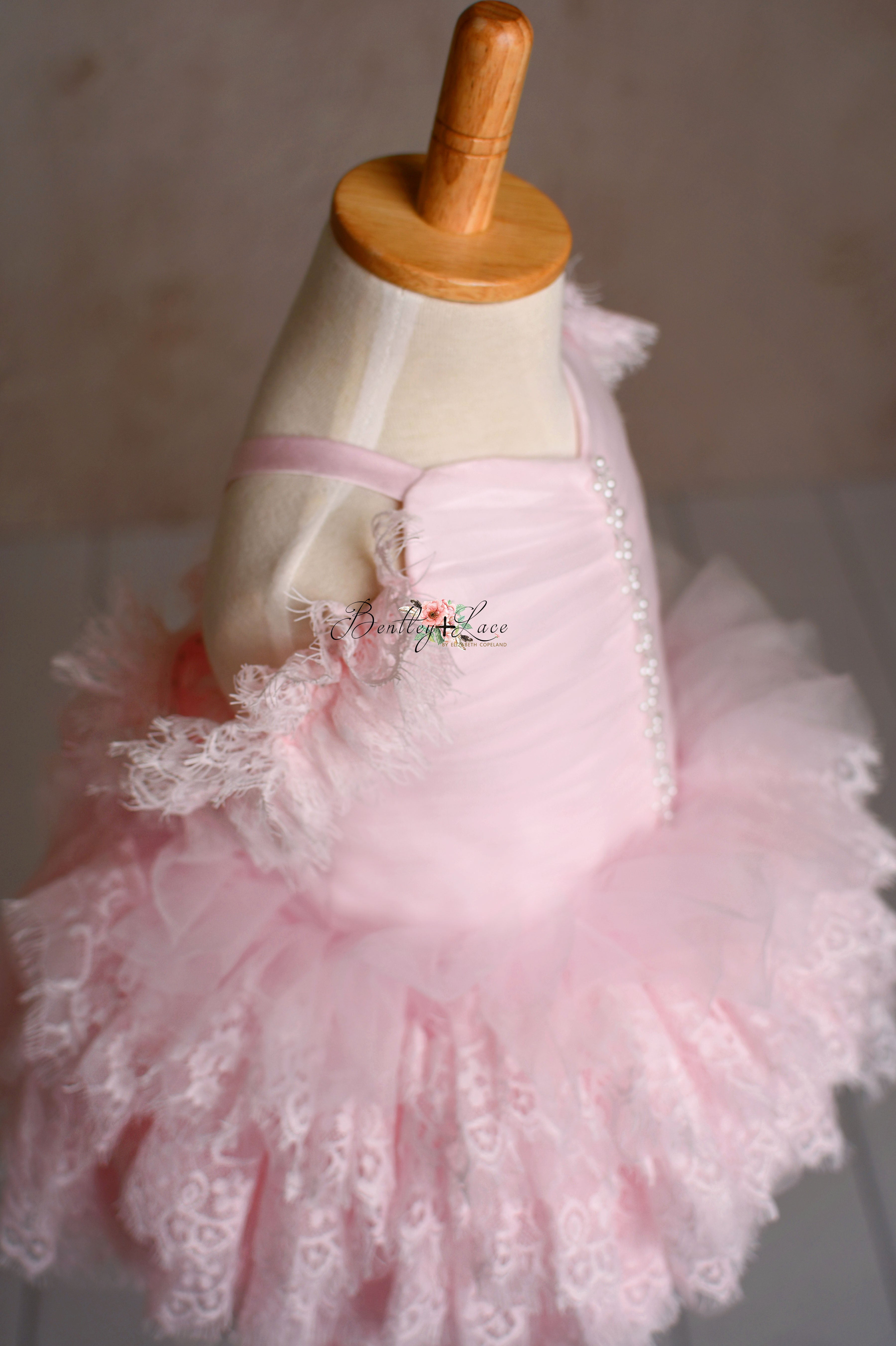 Couture Rental Baby Gown "Alyssa" - Pink Petal Length Dress - ( 24 month - 3 Year)
