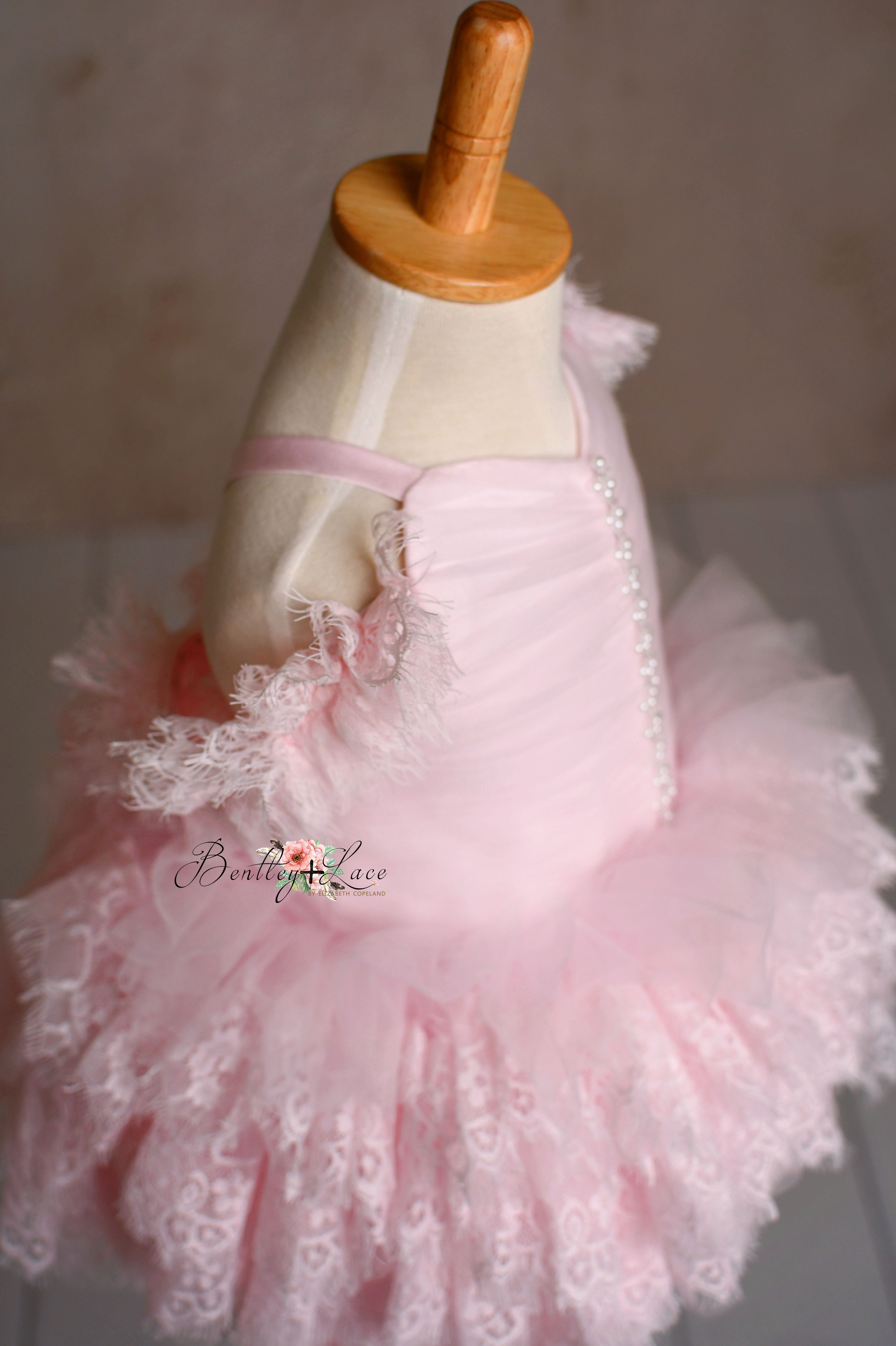 Couture Rental Baby Gown "Alyssa" - Pink Petal Length Dress - ( 24 month - 3 Year)