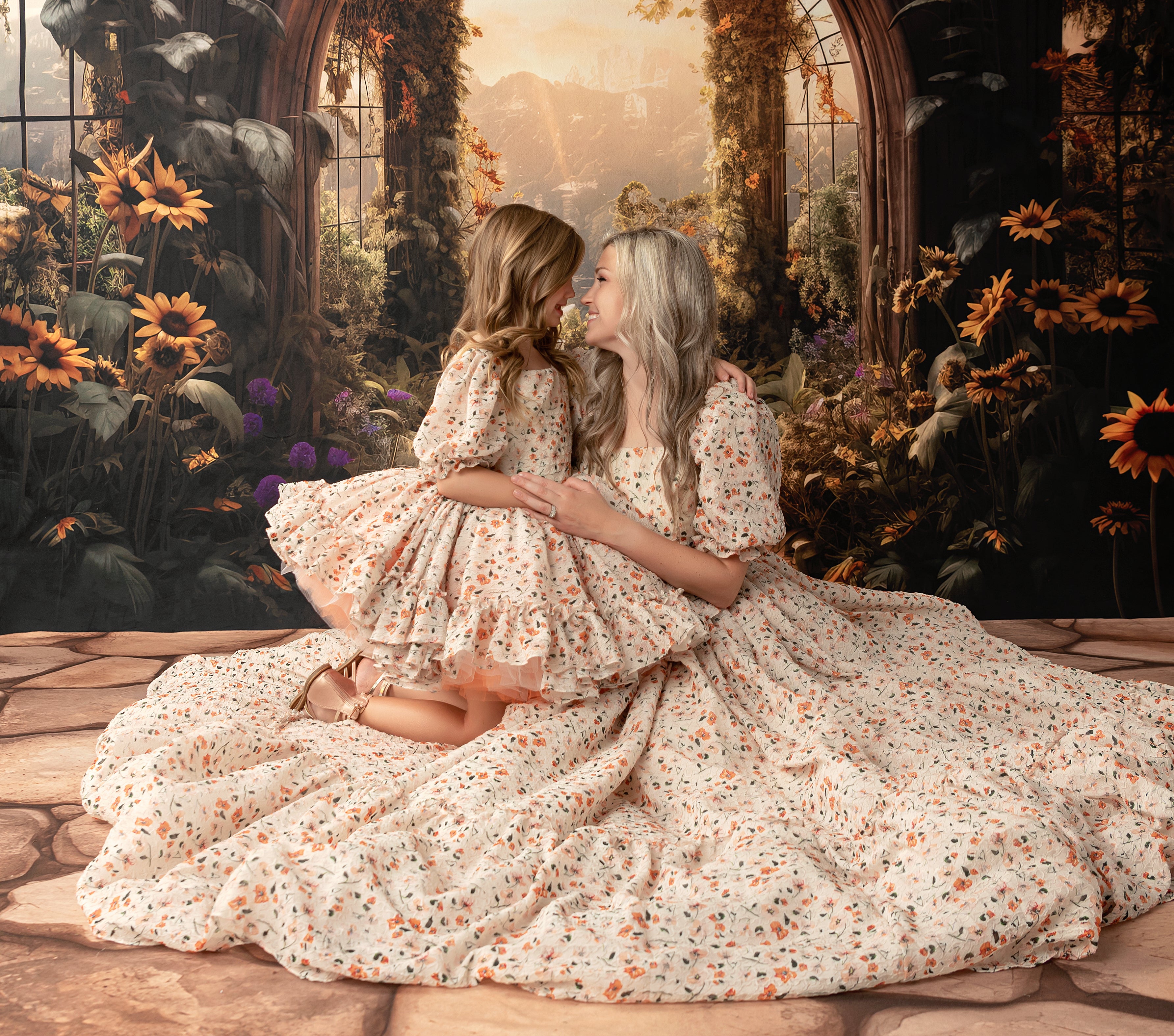 Floral Revival Floor length Editorial Dress, Couture Gown, Special Occasion Dress