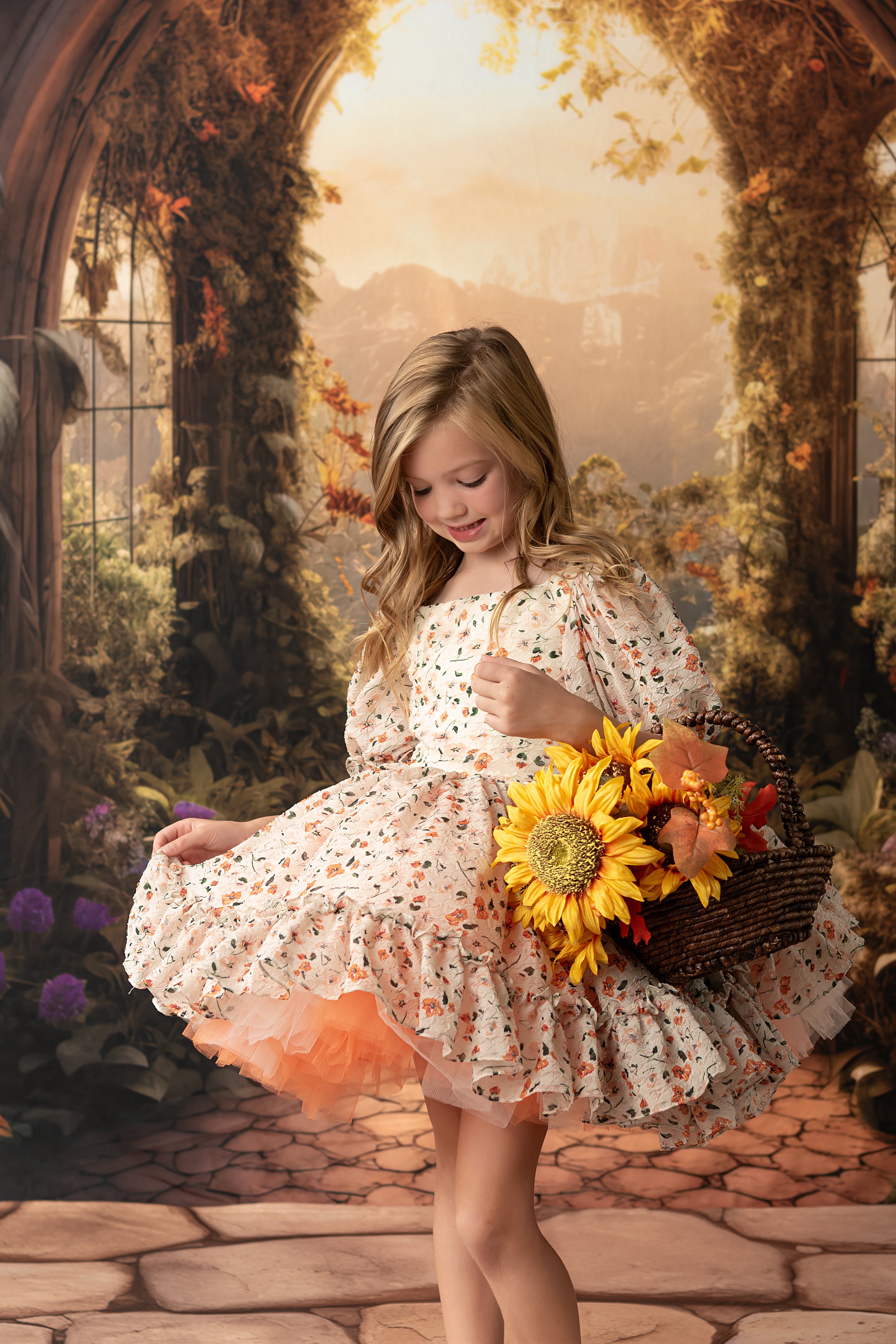 Floral Revival  Ivory/Peach (6-7 year)