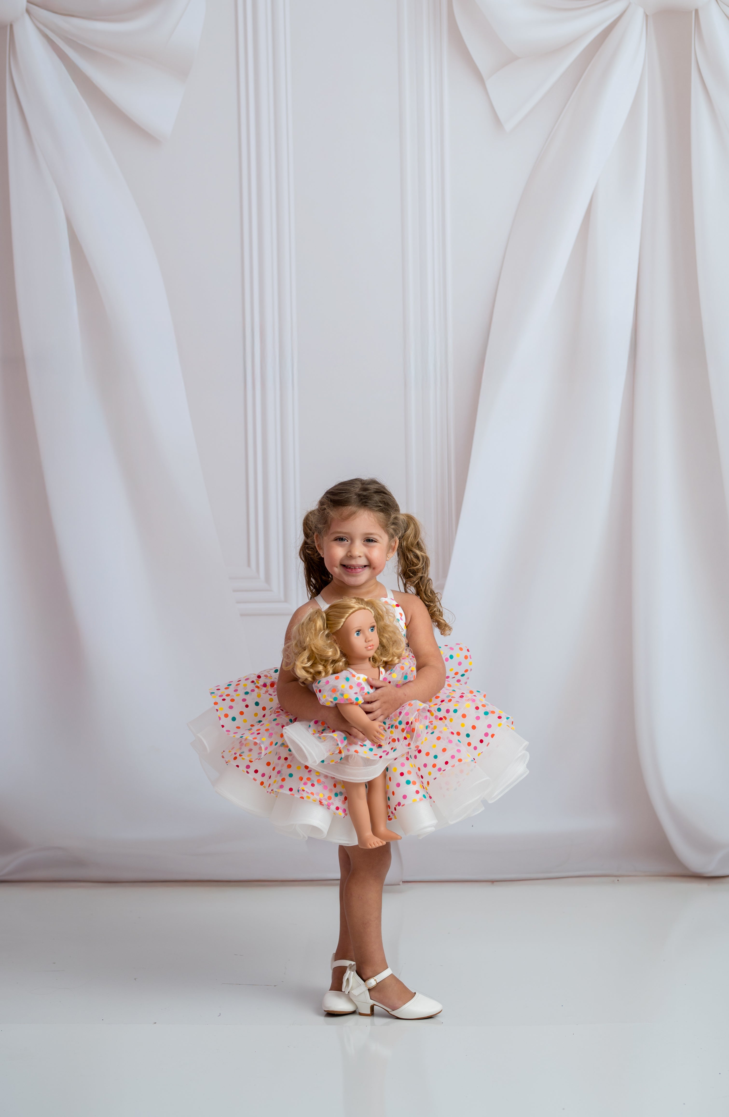 Fine art product photography of child-sized polka dot tutu dress