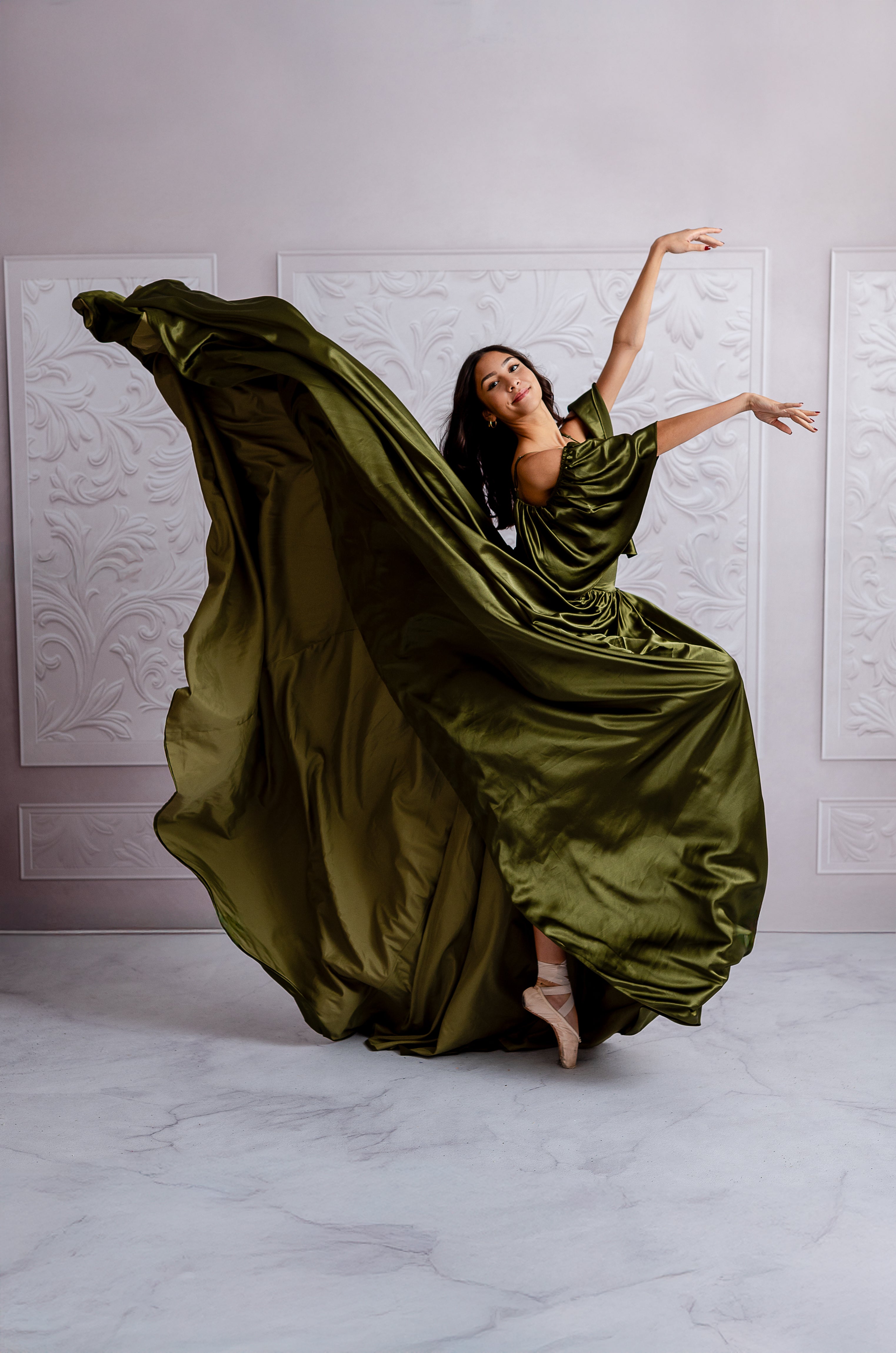 "ZIGGY" Silk Satin Floor Length Adult Gown (Adult 8-12)