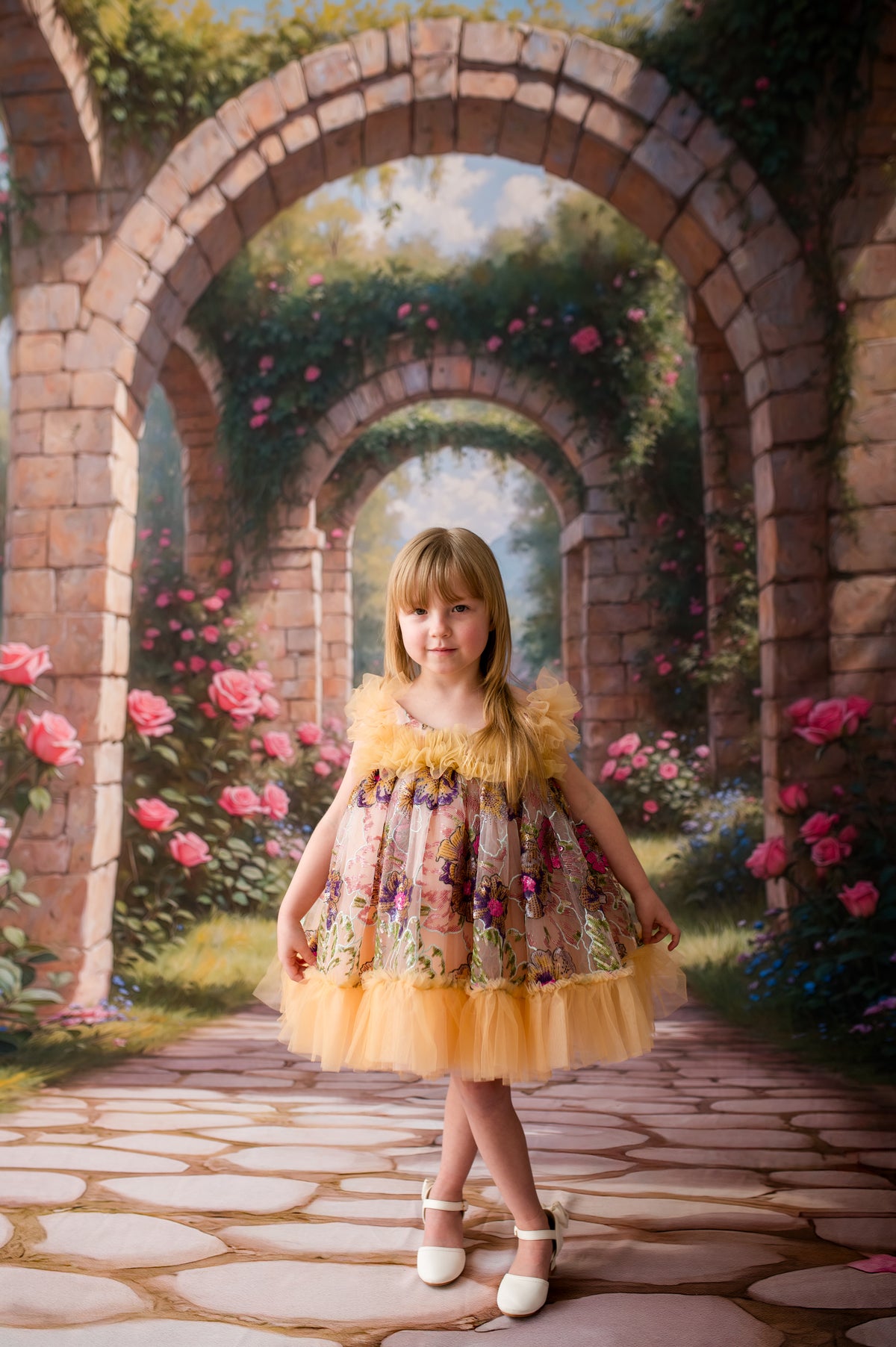 New "Colors of Summer" vintage Length Dress ( 3 Year - Petite 4 Year)