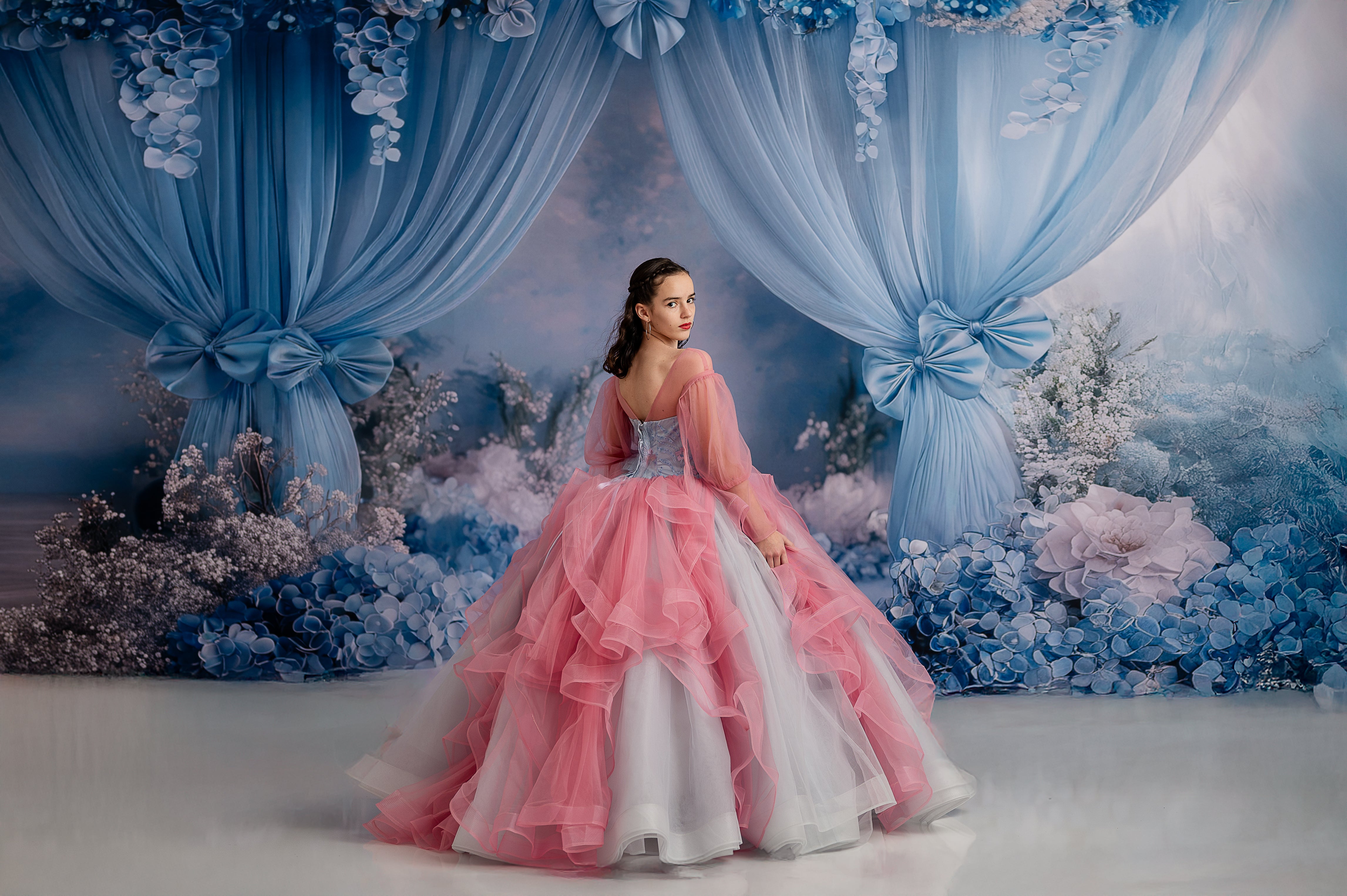 "Elegance and comfort combine in the 'Blush & Blossoms' gown, fully lined for a soft, itch-free experience."