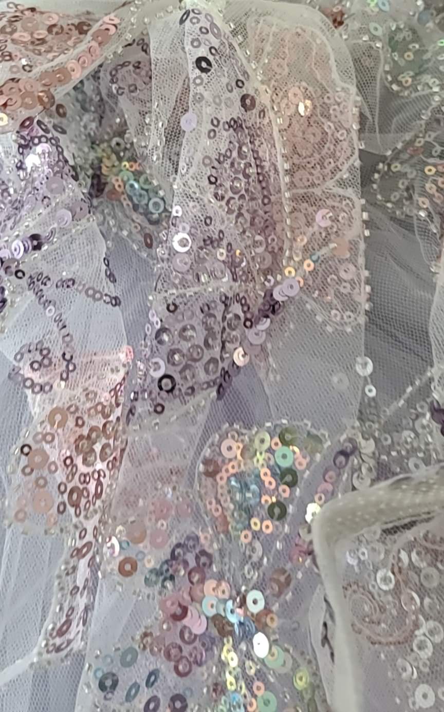REMNANT Silver/pastel purples SEQUIN BUTTERFLY