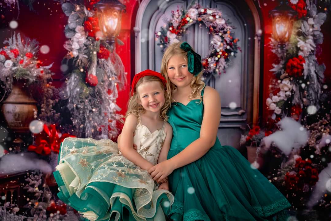 "Golden Starlight"-Gold+Green Short Length Dress (5 Year-Petite 6 Year)