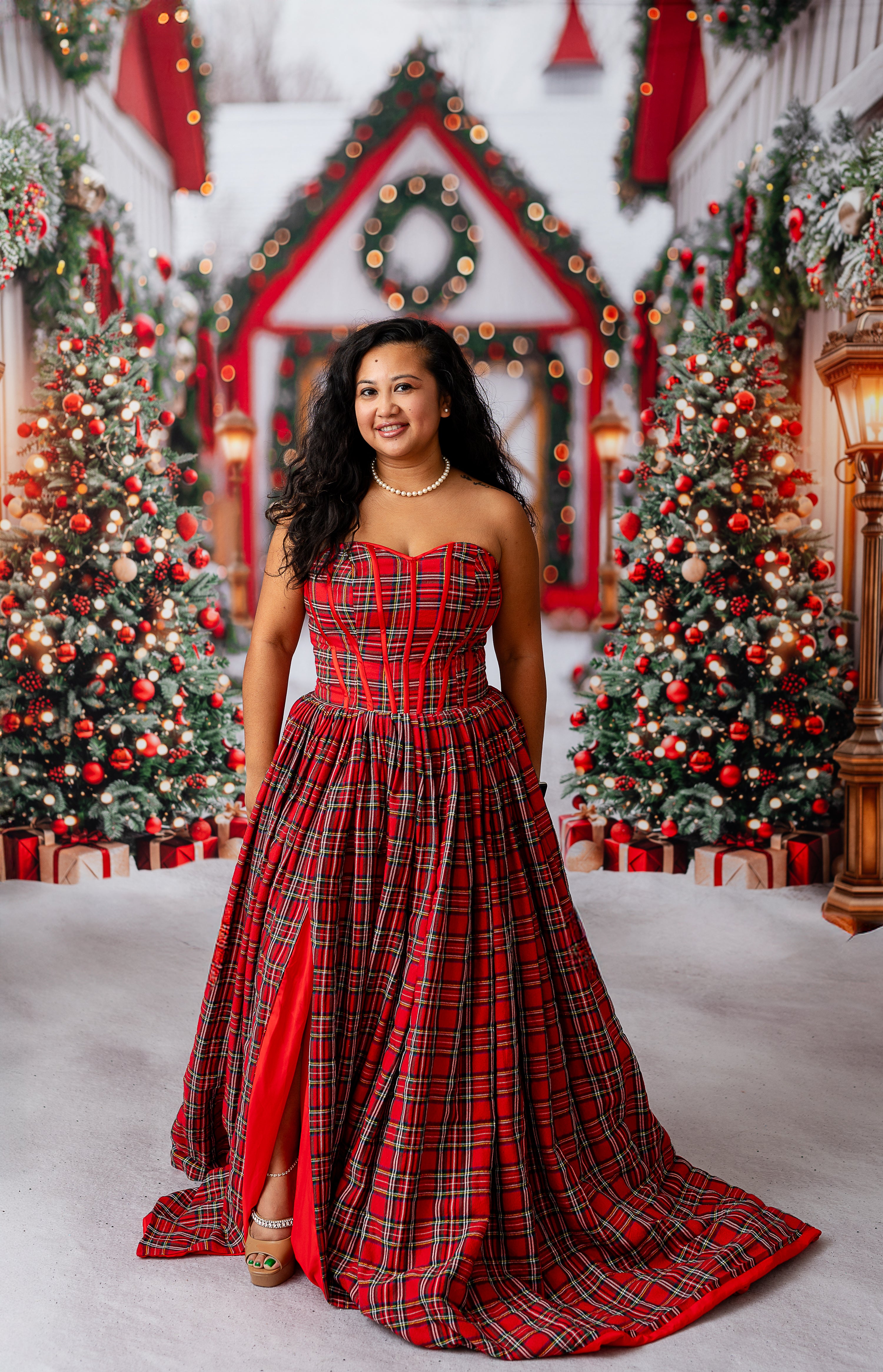 "Darling Plaid" Plaid-Red Floor Length Dress - (ADULT 4-10)