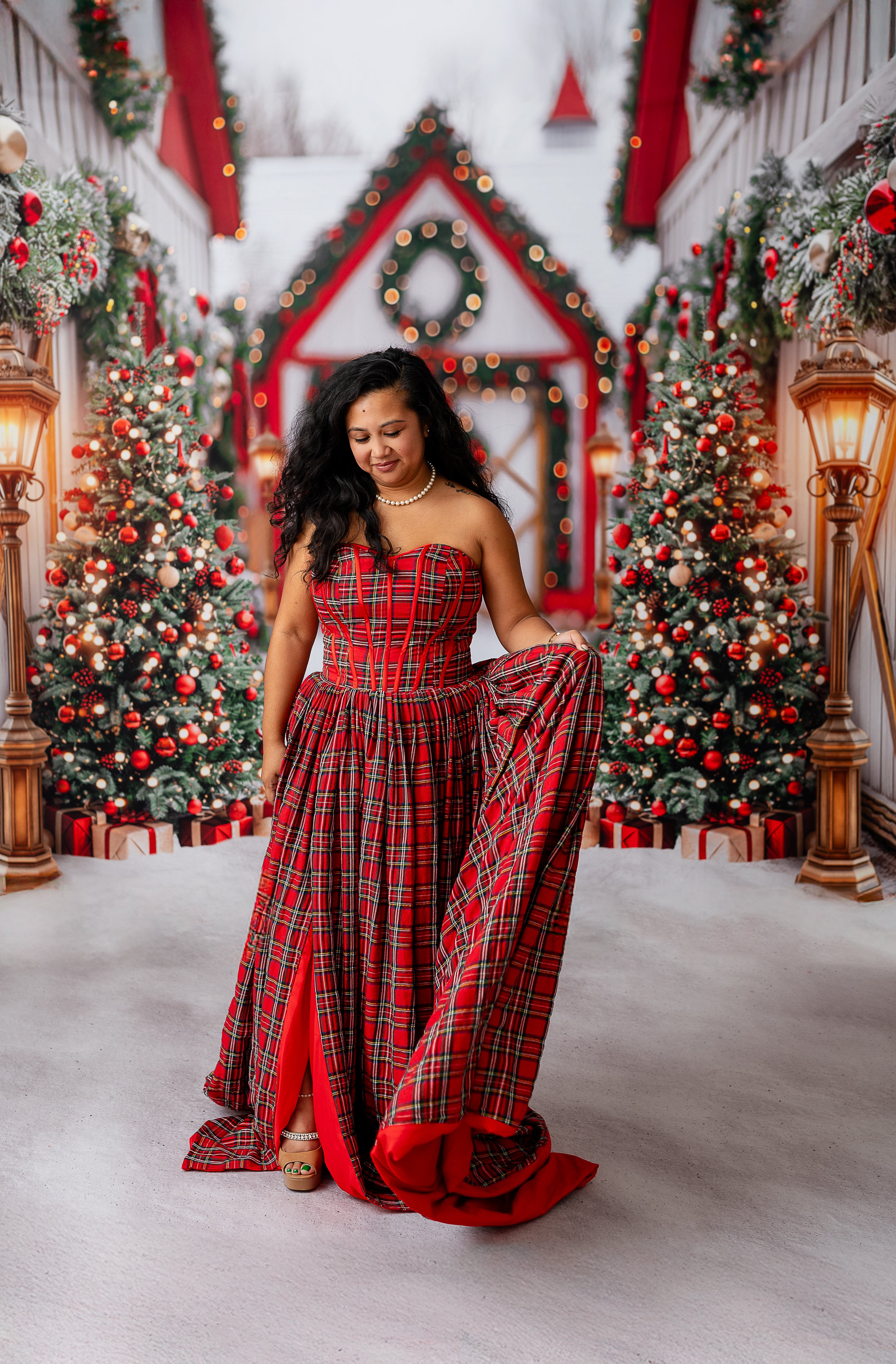"Darling Plaid" Plaid-Red Floor Length Dress - (ADULT 4-10)