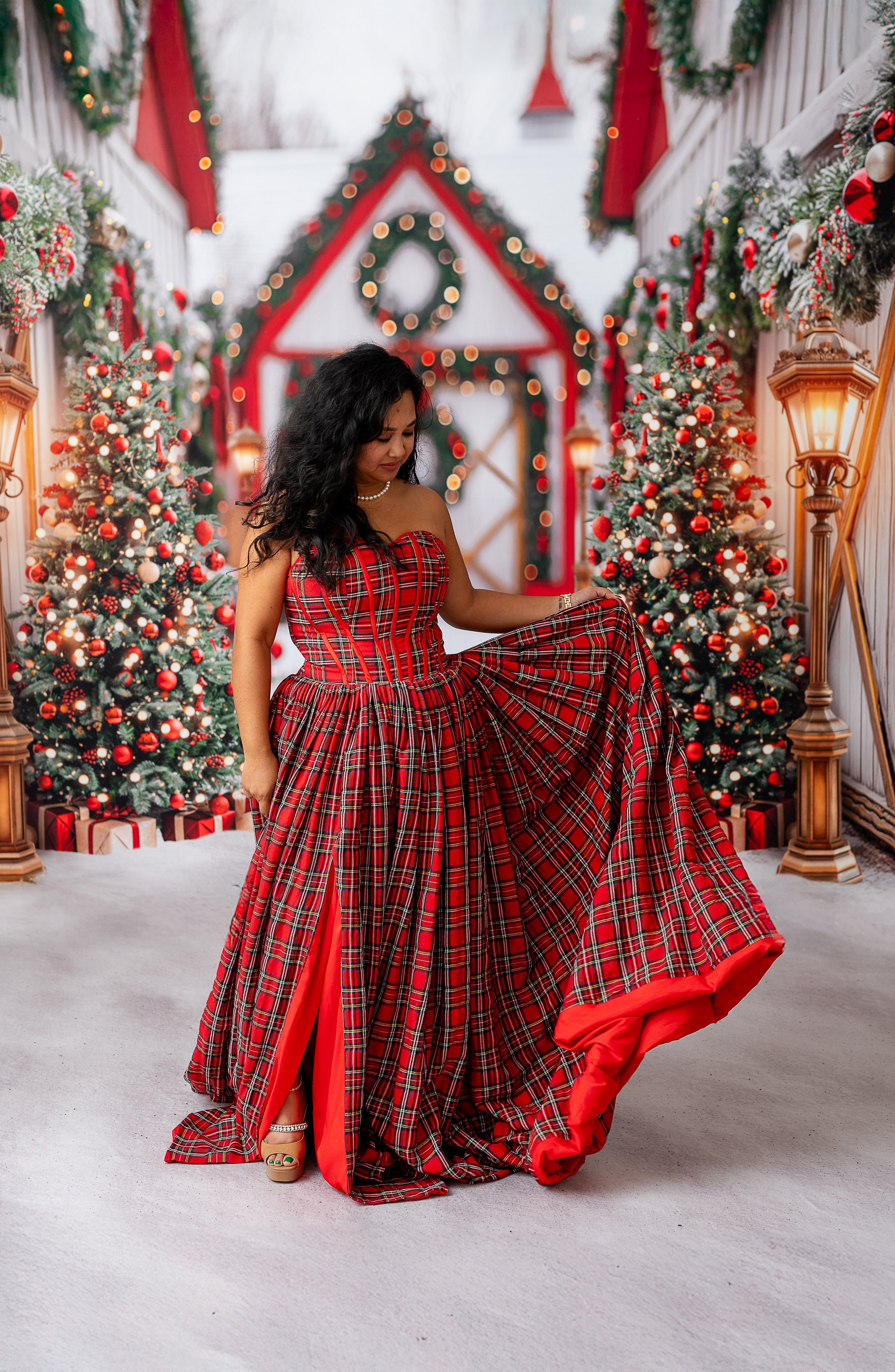 "Darling Plaid" Plaid-Red Floor Length Dress - (ADULT 4-10)