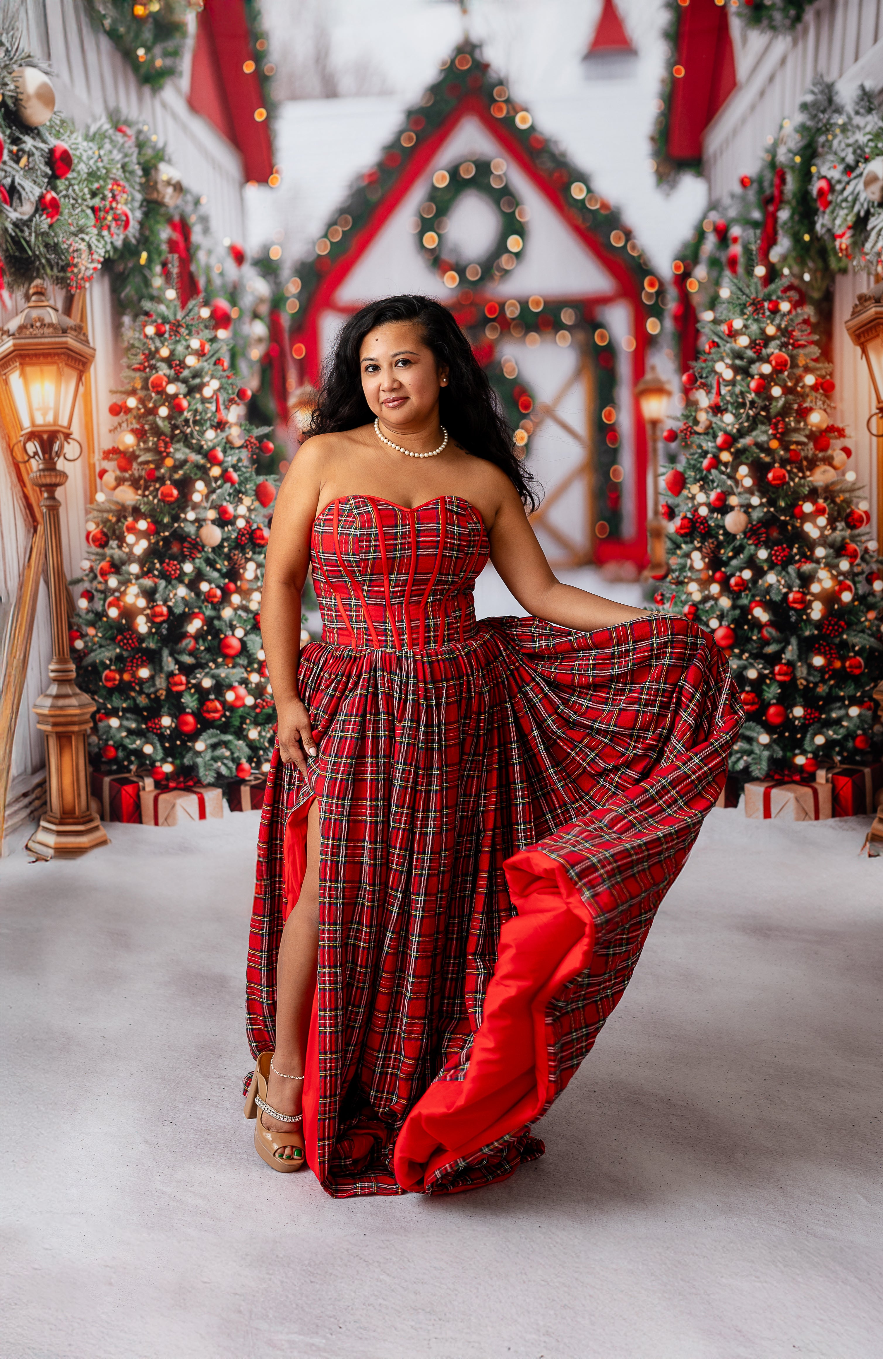 "Darling Plaid" Plaid-Red Floor Length Dress - (ADULT 4-10)